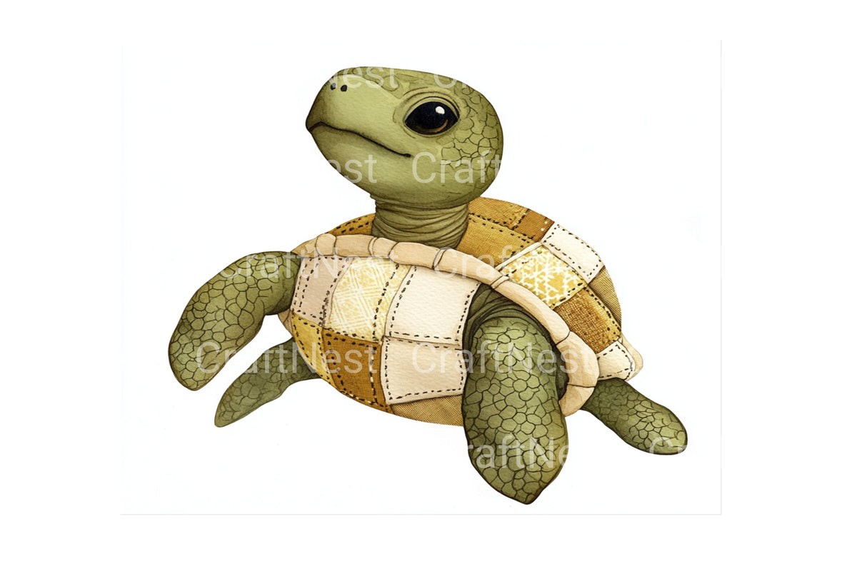 Quilted Turtle Adorable Illustrations Clipart Bundle