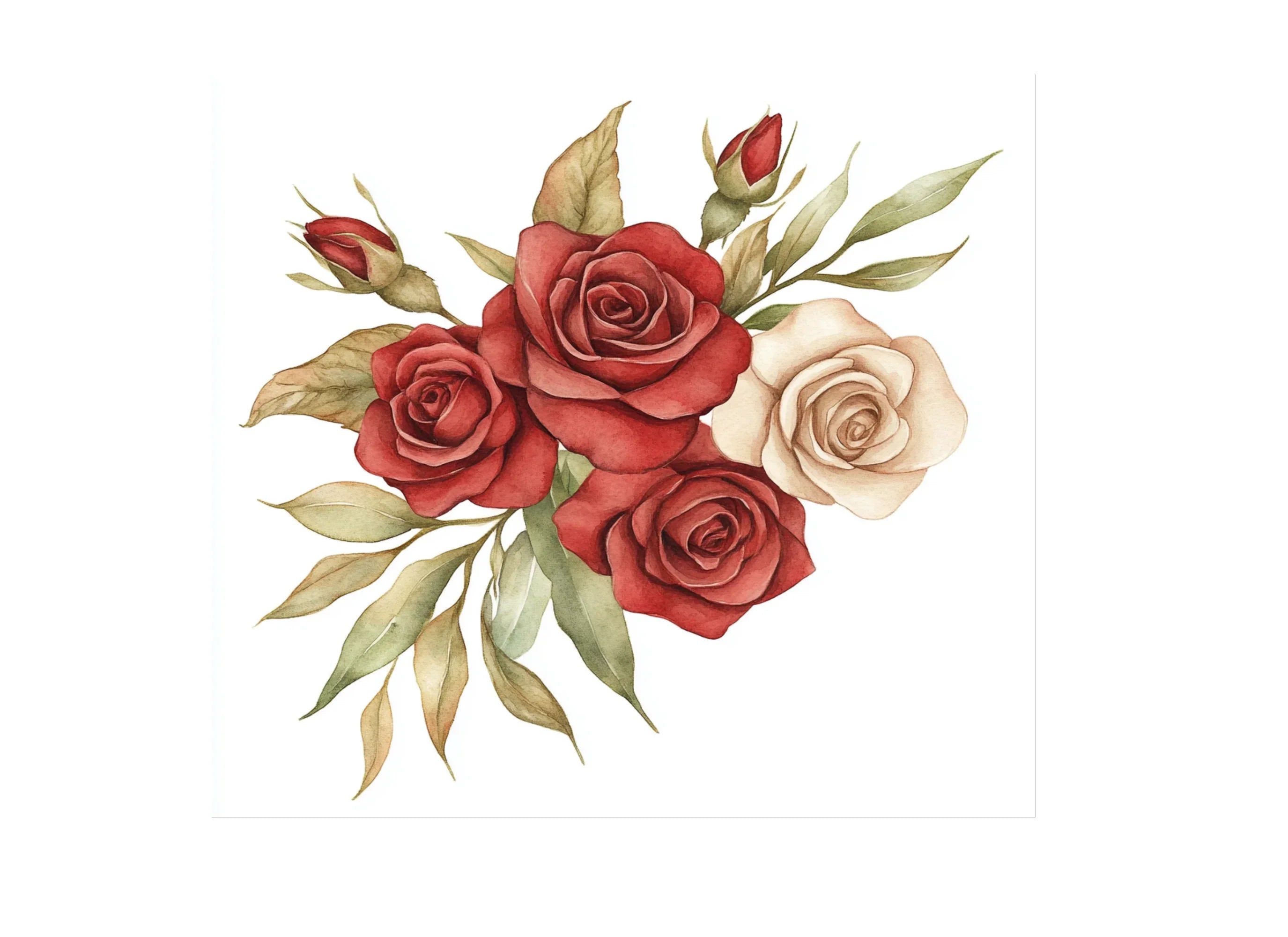 Elegant Red and White Rose Clipart Bundle