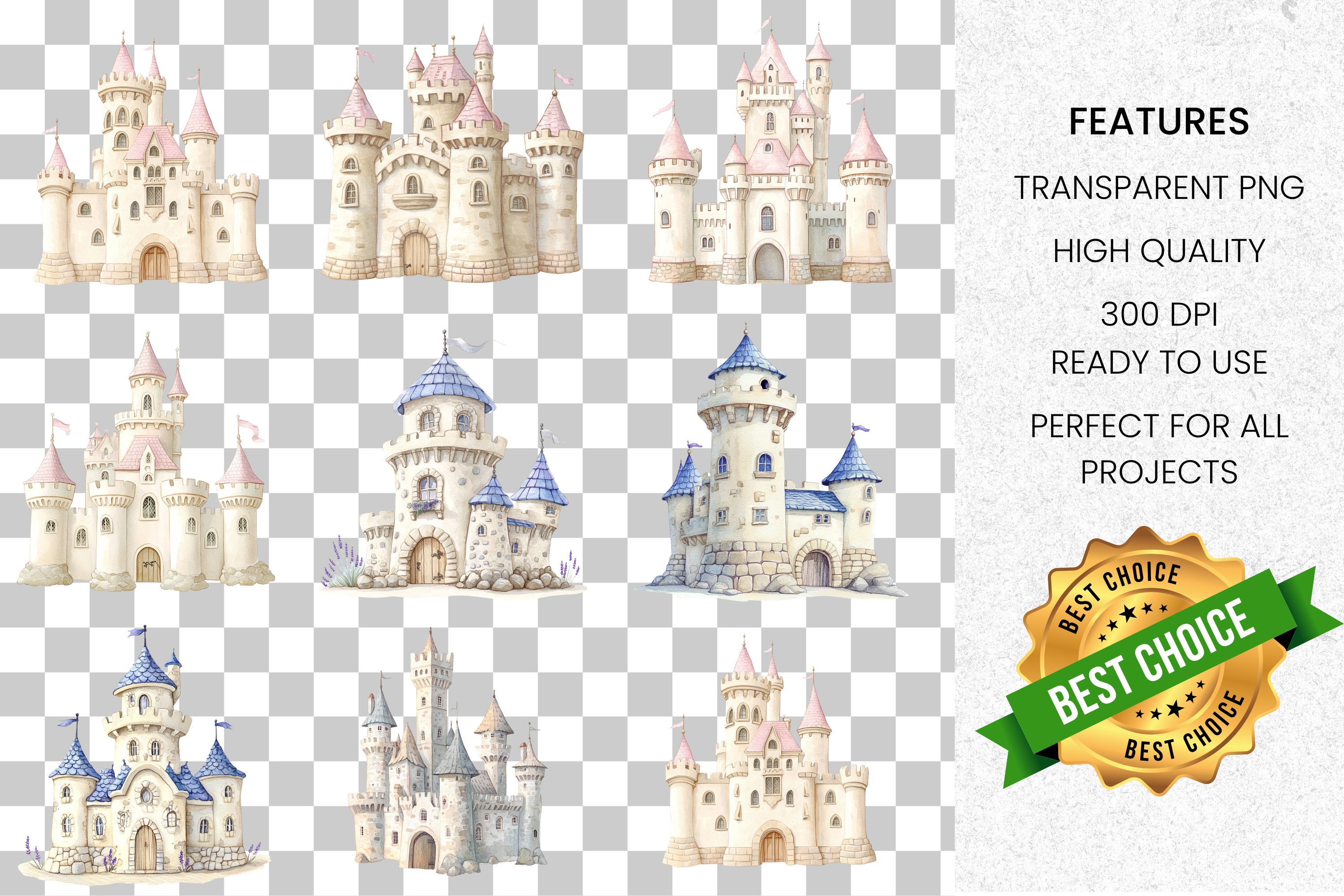 Fairytale Castle Clipart Bundle