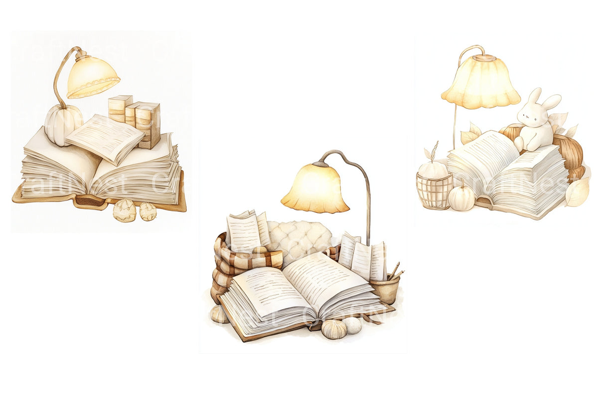 Cozy Reading Nook Elements Clipart Bundle