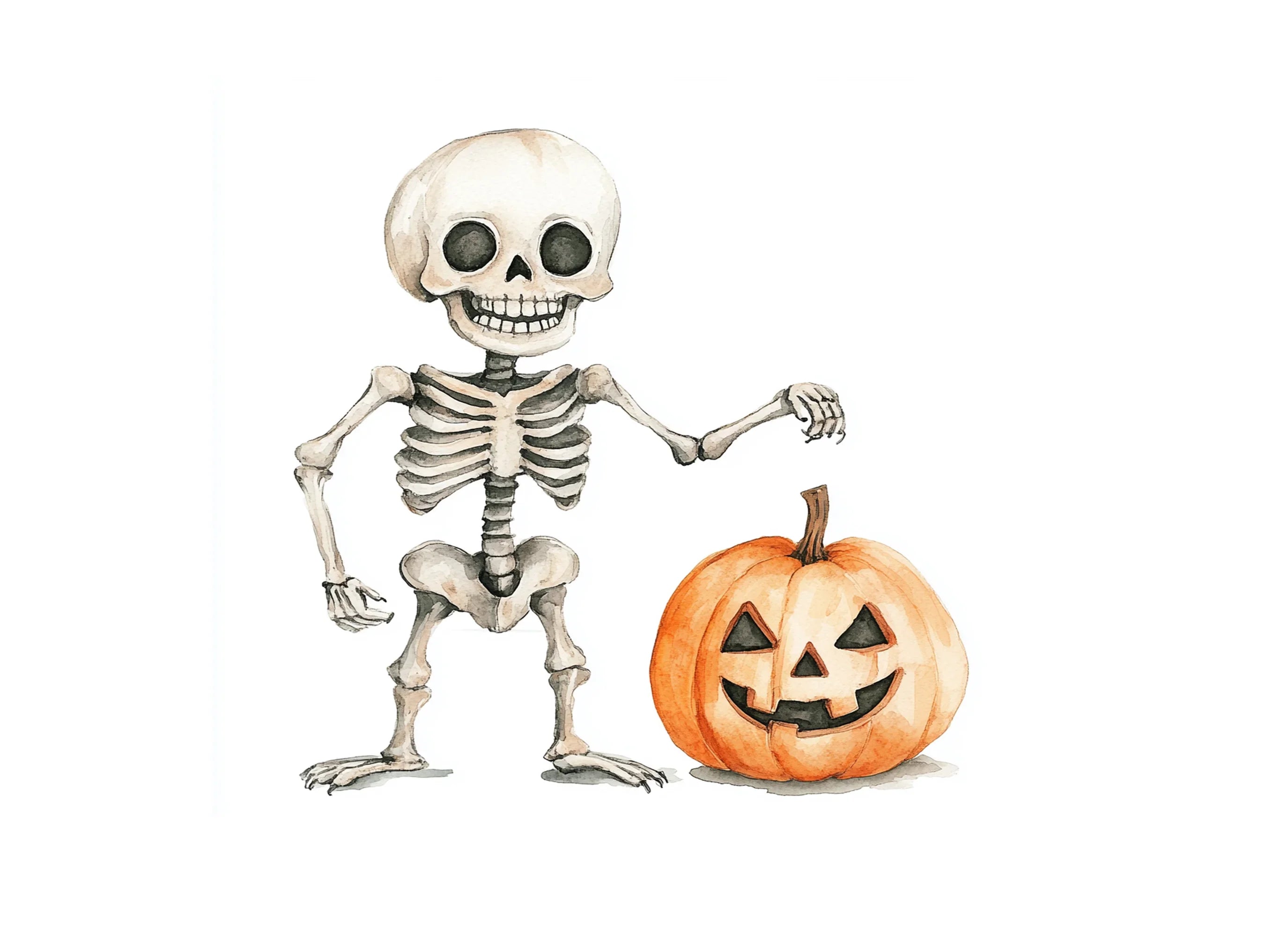 Halloween Skeletons and Pumpkins Clipart Bundle