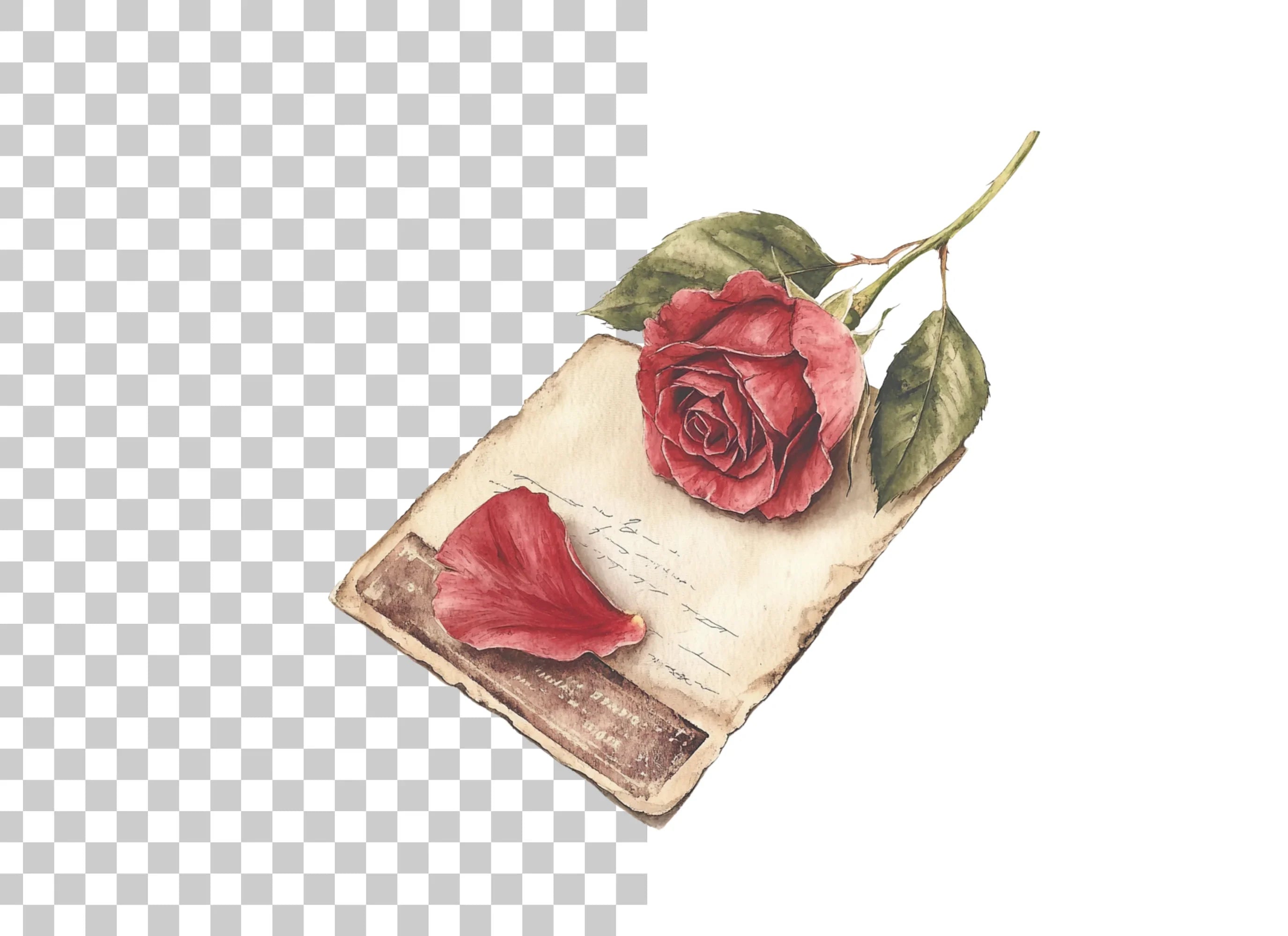 Romantic Red Roses Letters Clipart Bundle