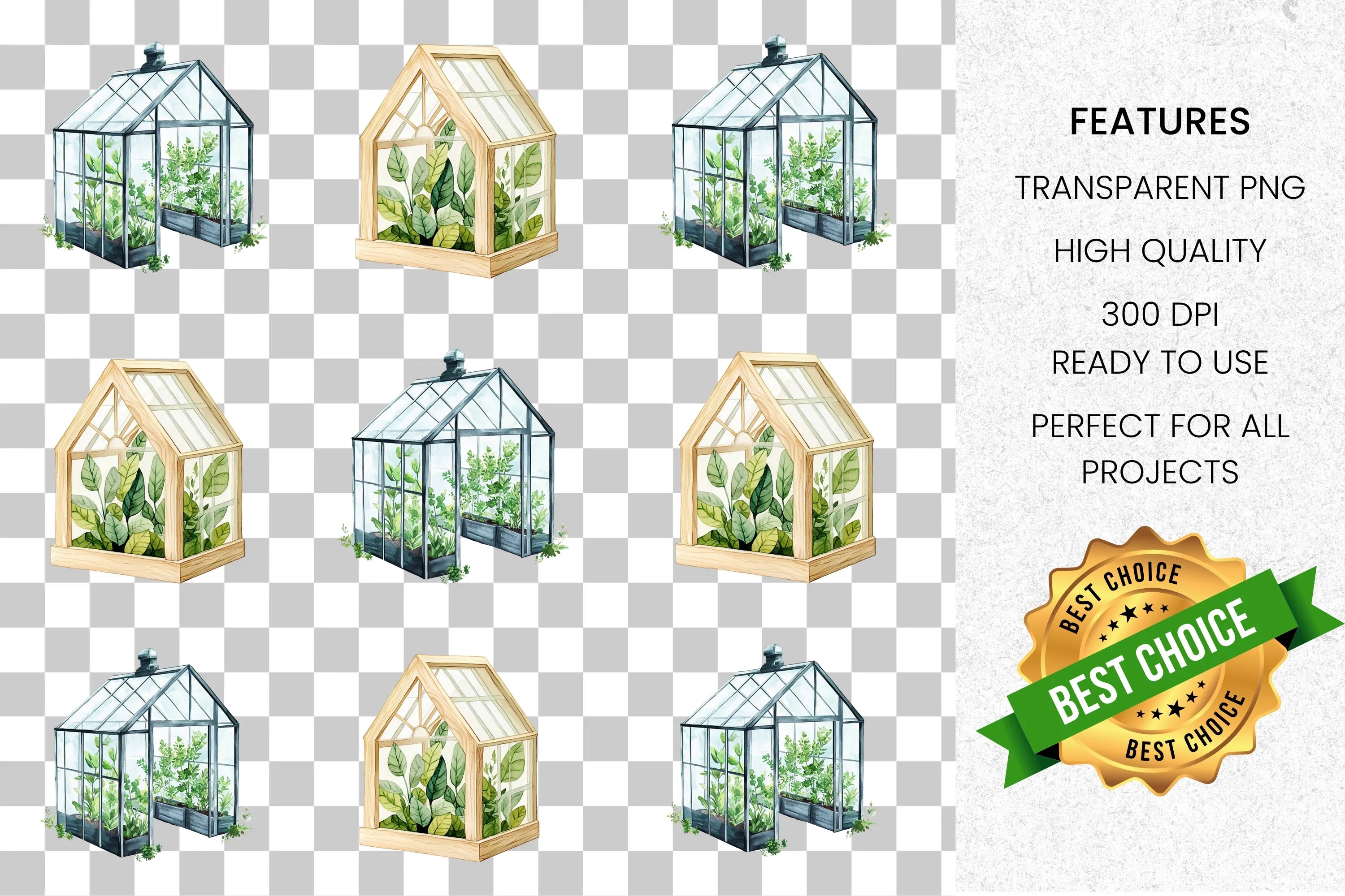 Botanical Greenhouse Clipart Bundle