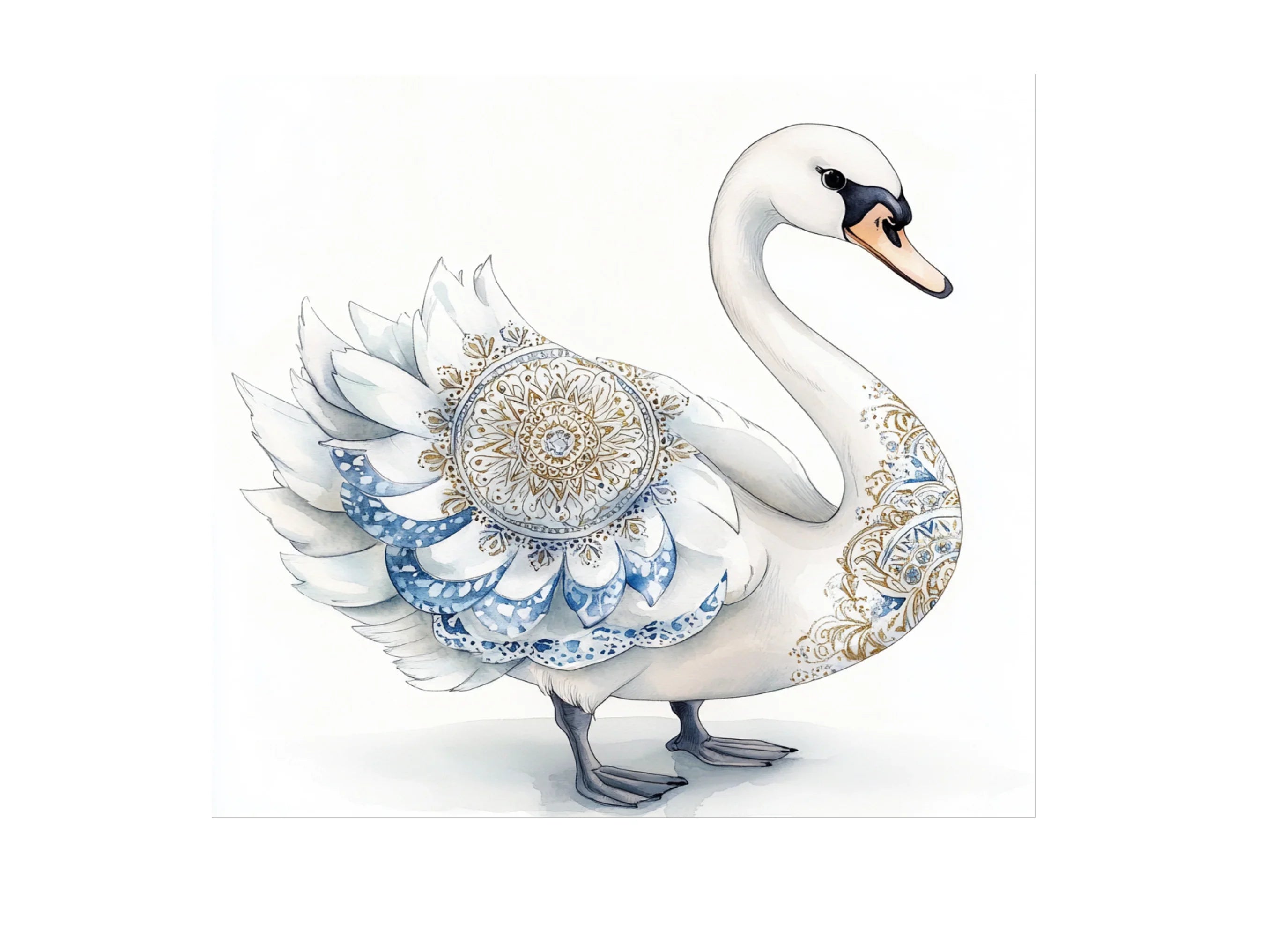 Golden Mandala Swan Clipart Bundle