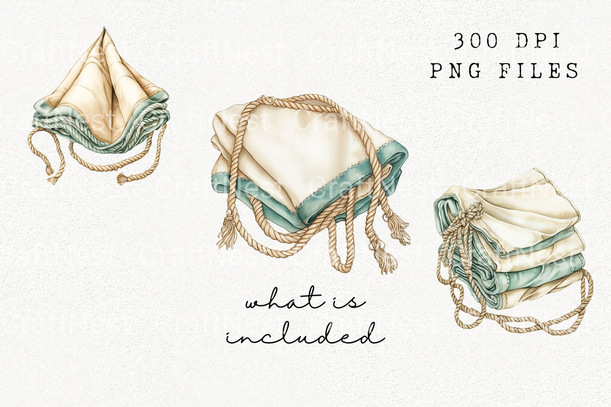 Nautical Fabric And Rope Clipart Bundle