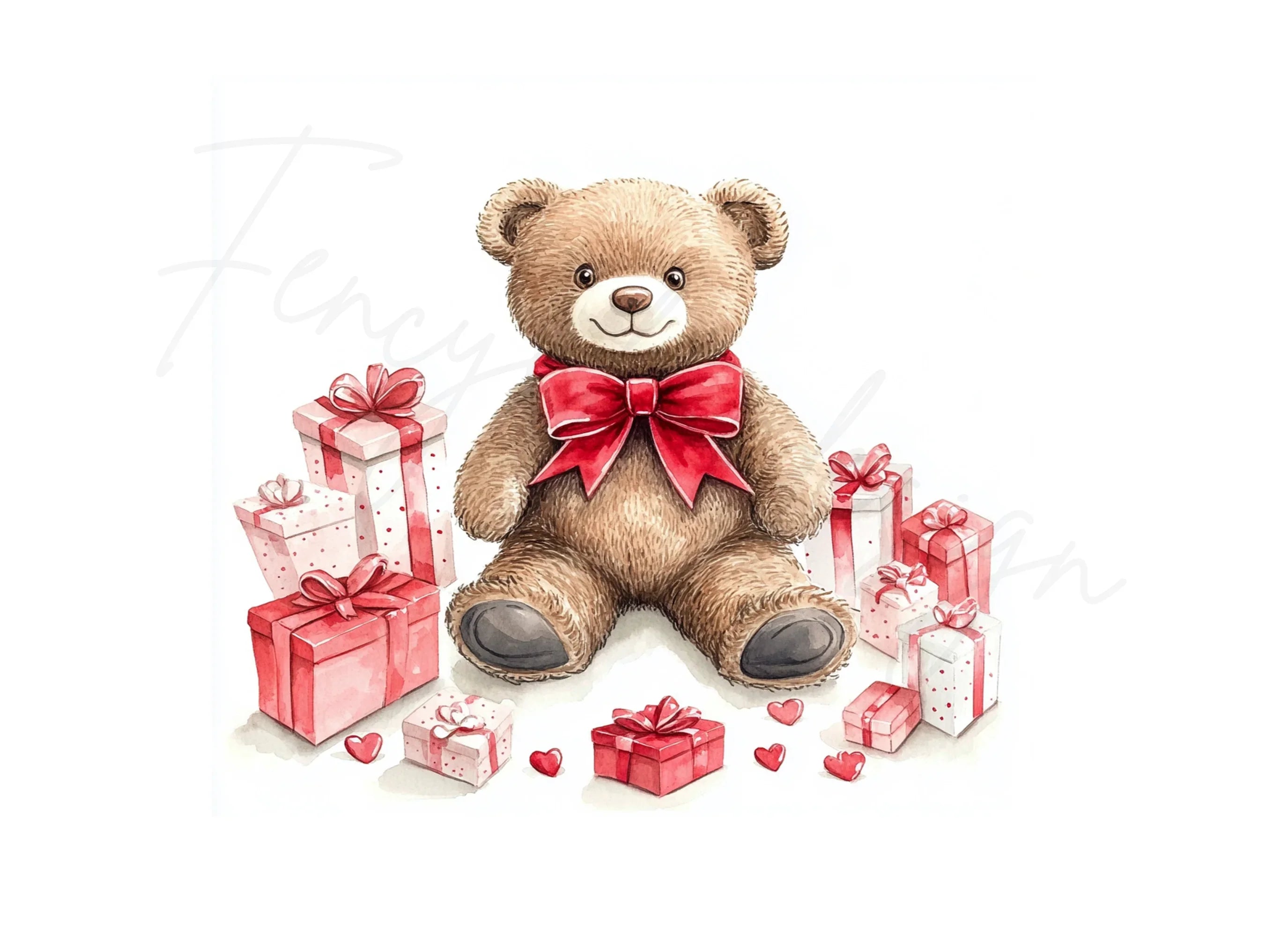 Cute Teddy Bear with Gifts Clipart Bundle