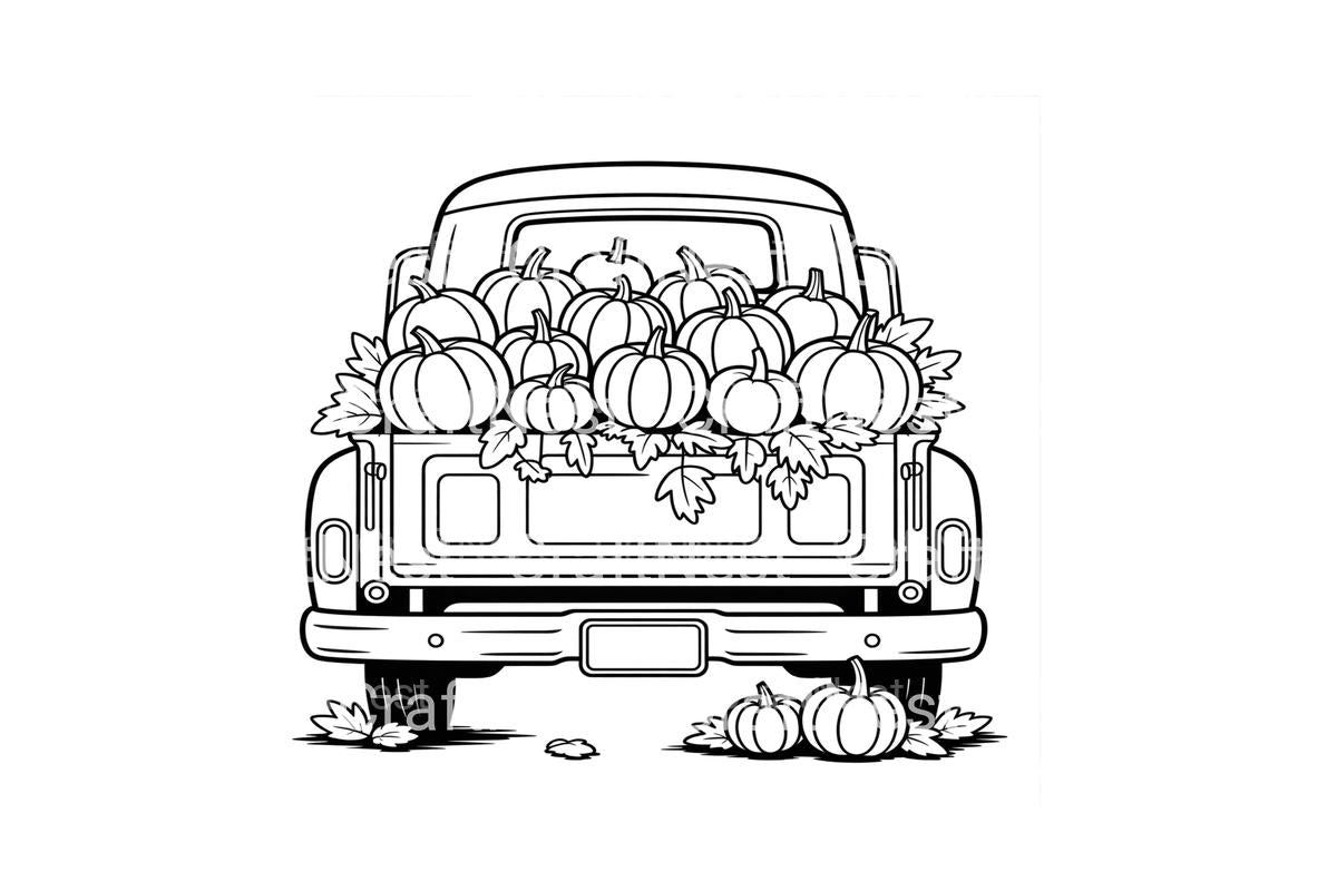Autumn Pumpkin Truck Fun Coloring Books