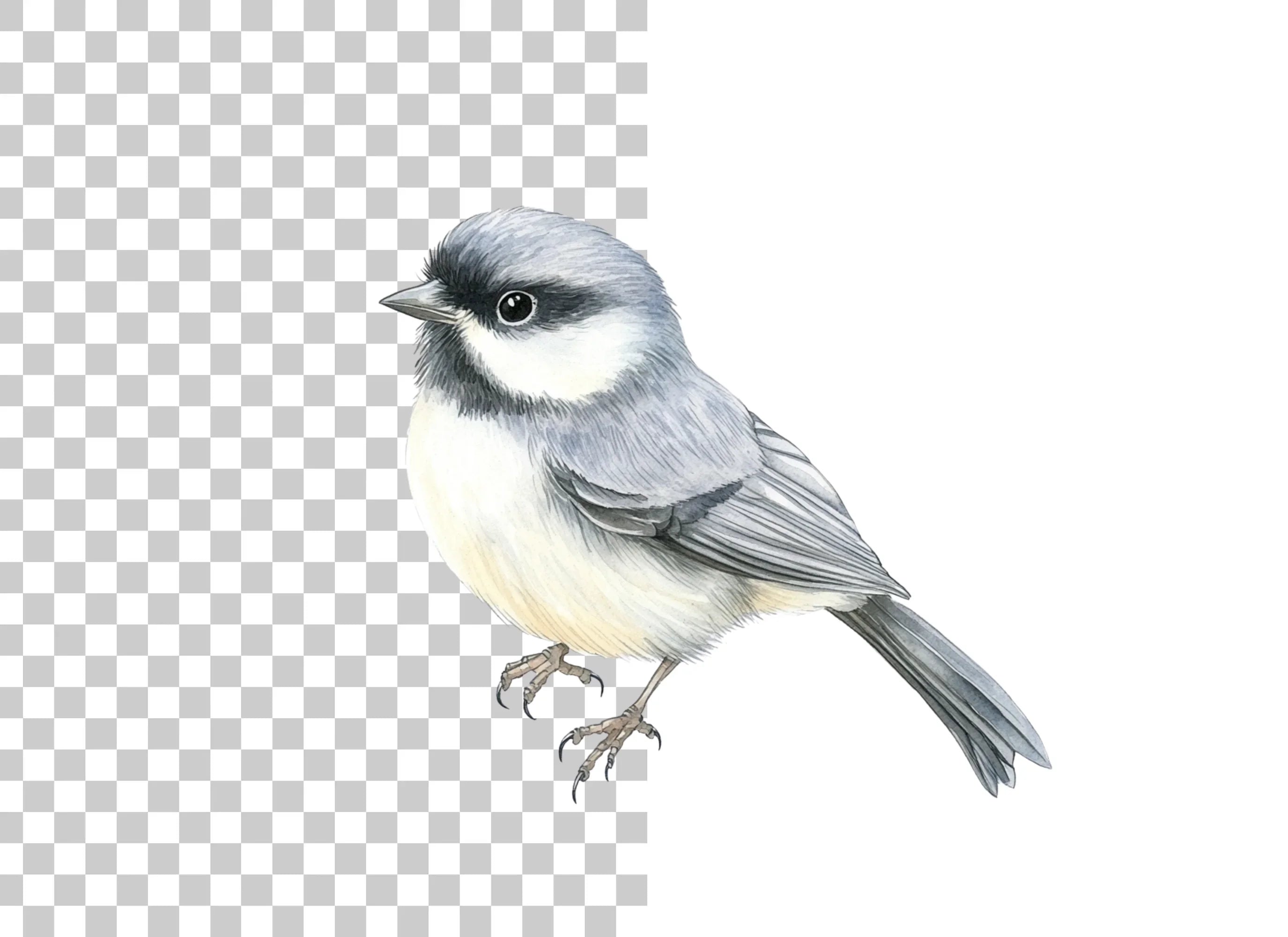 Elegant Grey Chickadee Bird Clipart Bundle