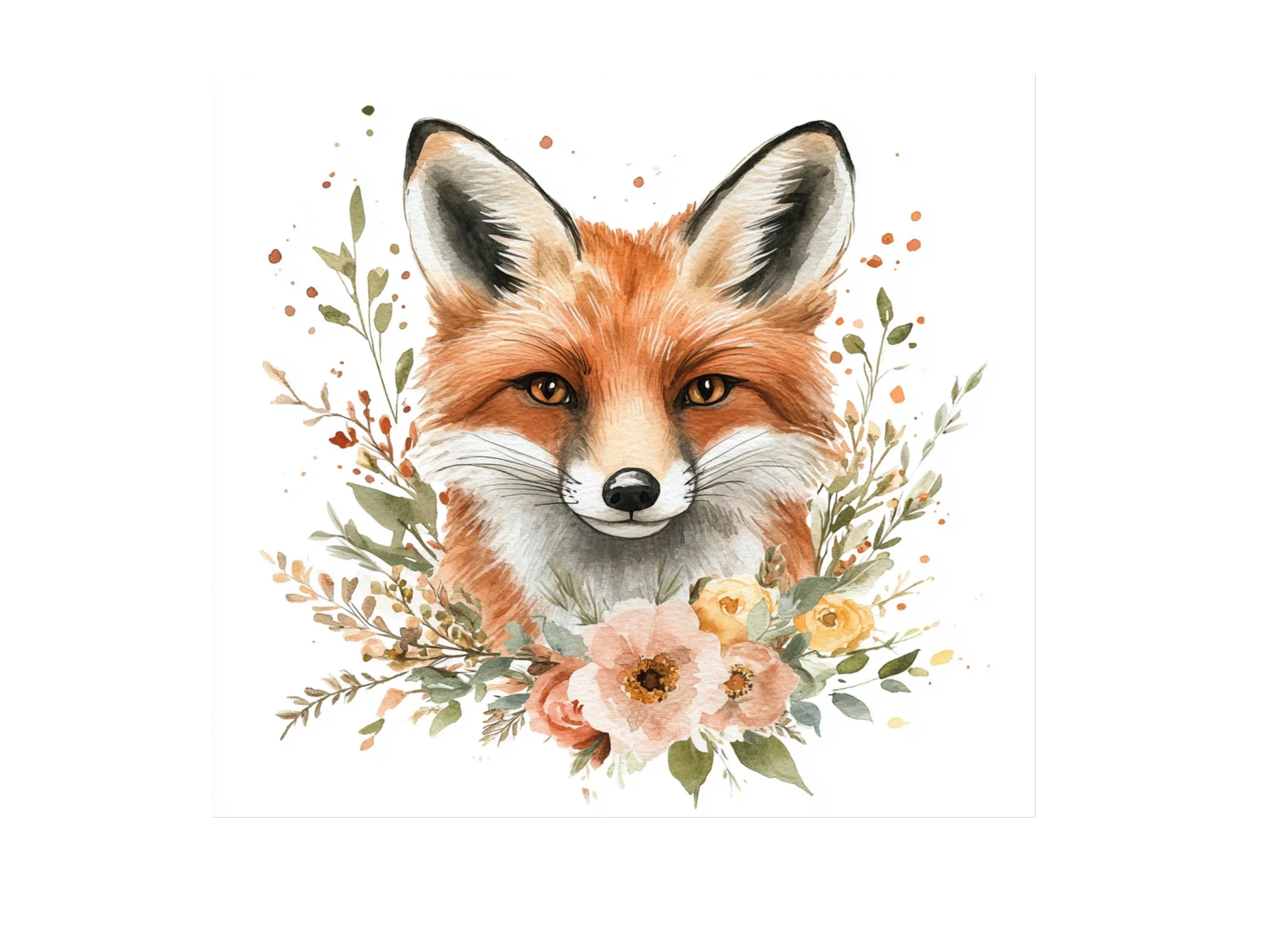 Floral Fox Head Clipart Bundle