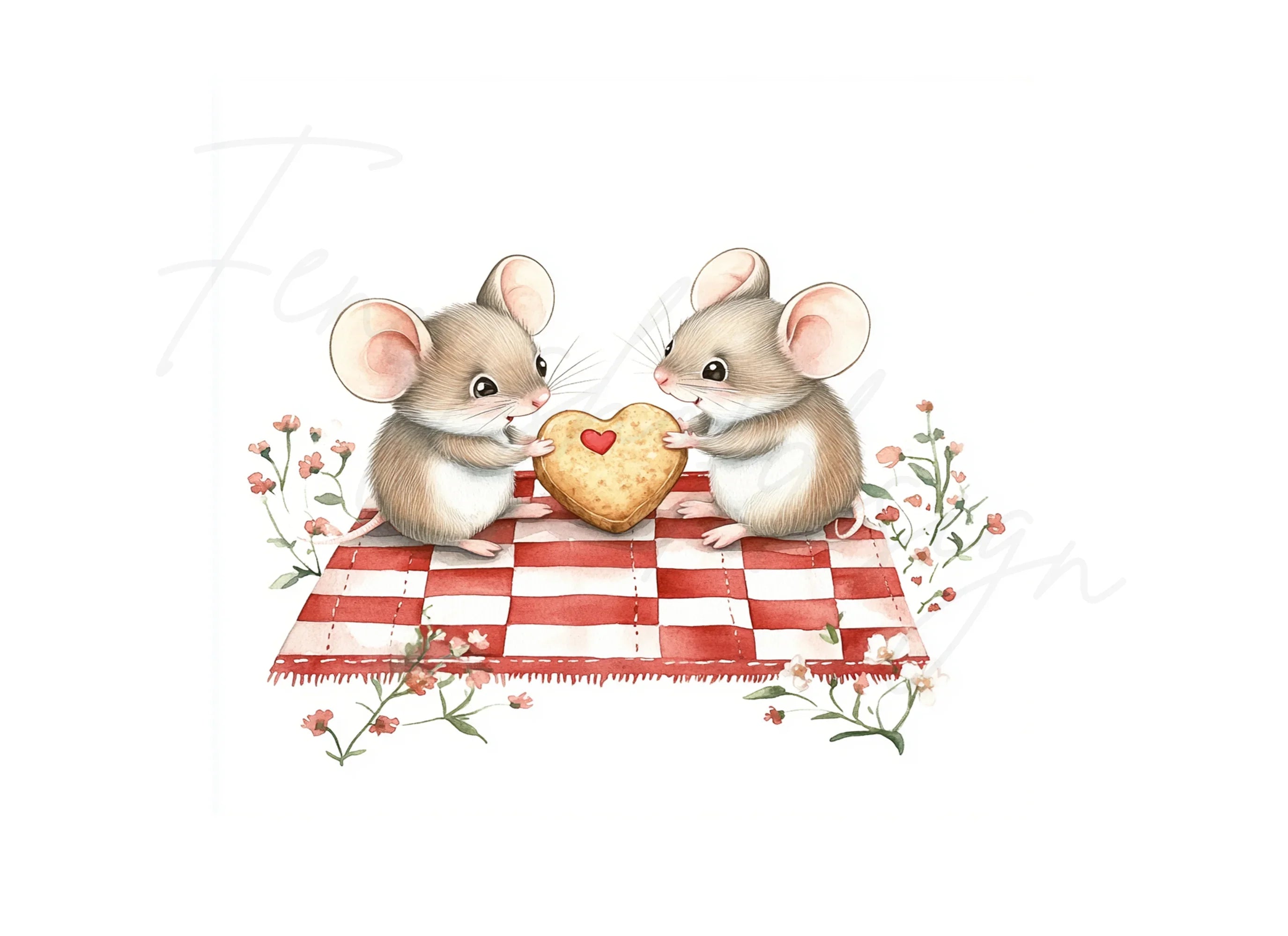 Sweet Mouse Couple Picnic Clipart Bundle