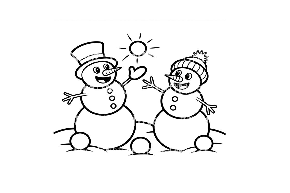 Happy Snowmen Winter Scene Coloring Books