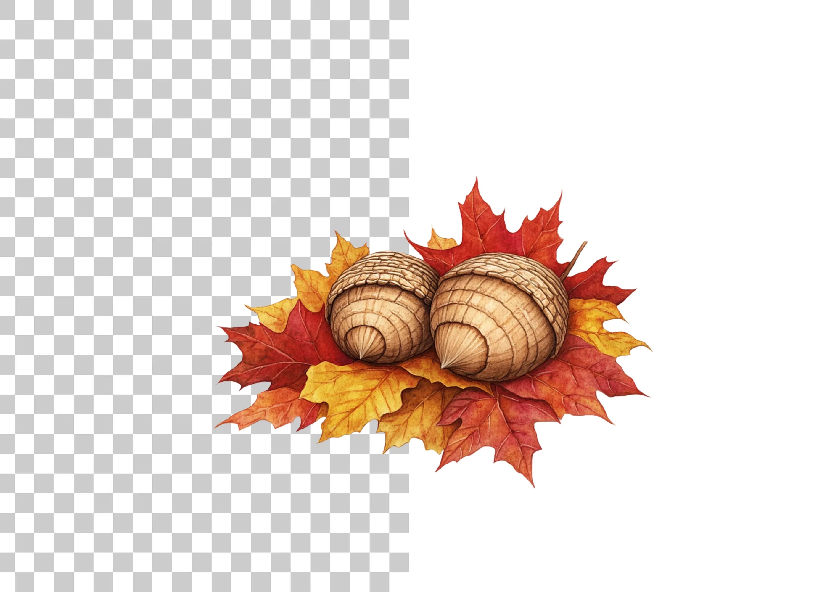 Fall Leaves and Acorns Clipart Bundle