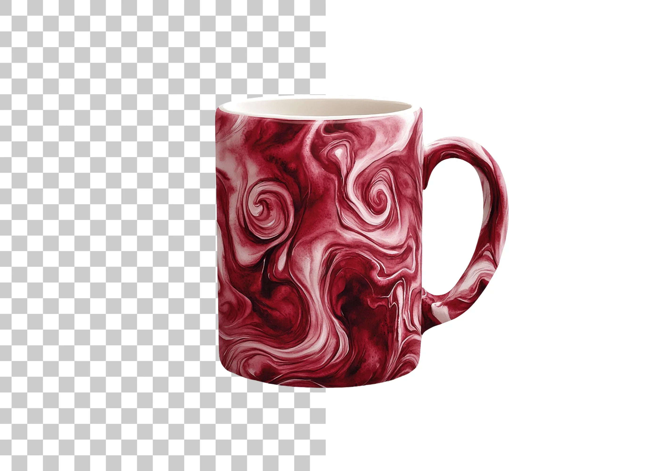 Red Marble Swirl Coffee Clipart Bundle