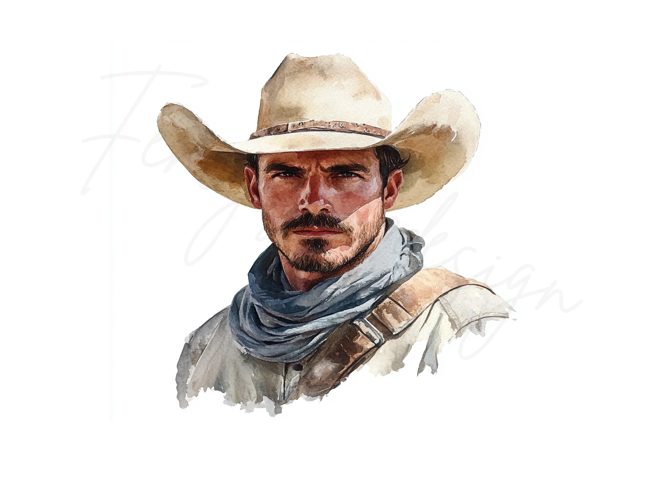 Cowboy Portraits Clipart Bundle