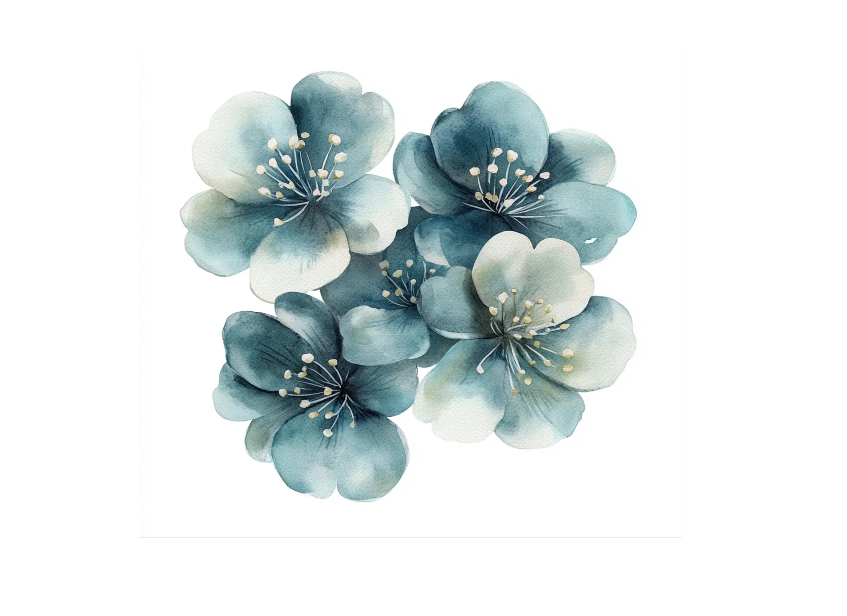 Blue Floral Clipart Bundle
