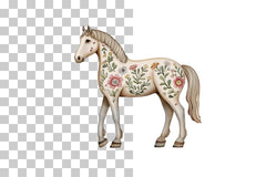 Floral Folk Art Horse Clipart Bundle - CraftNest - Digital Crafting and Art