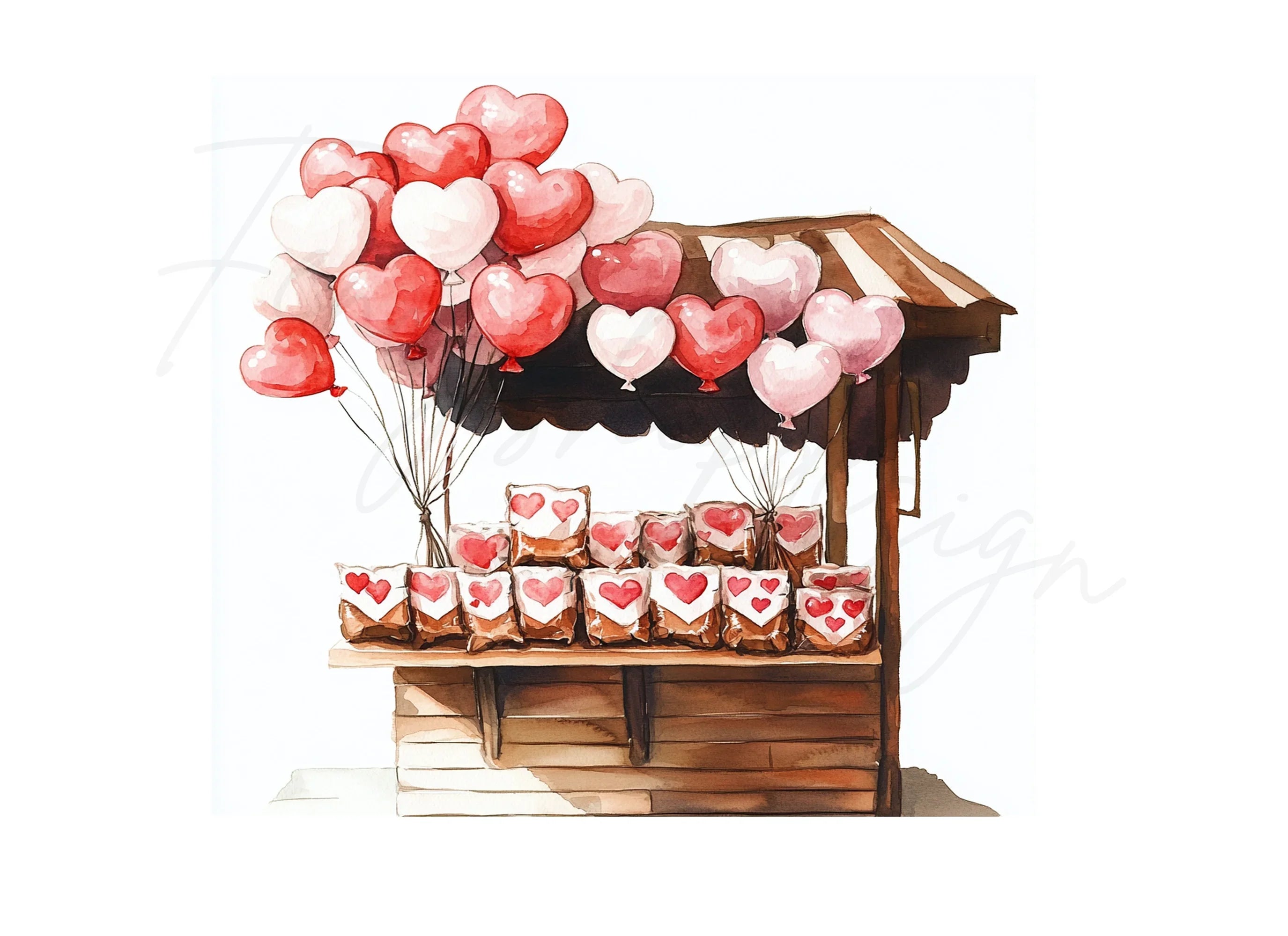 Valentine's Day Balloon Stall Clipart Bundle