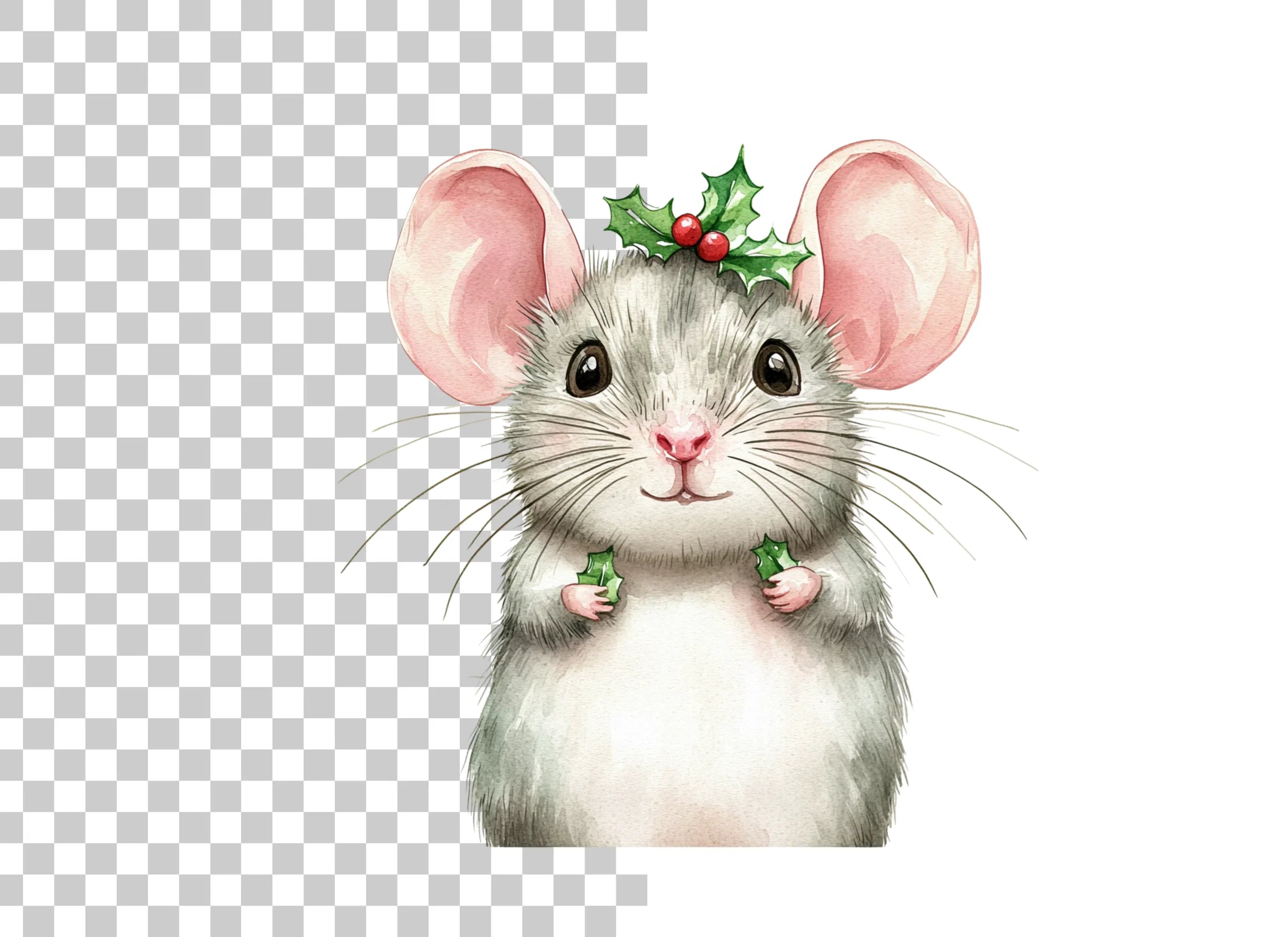 Cute Christmas Mouse Clipart Bundle