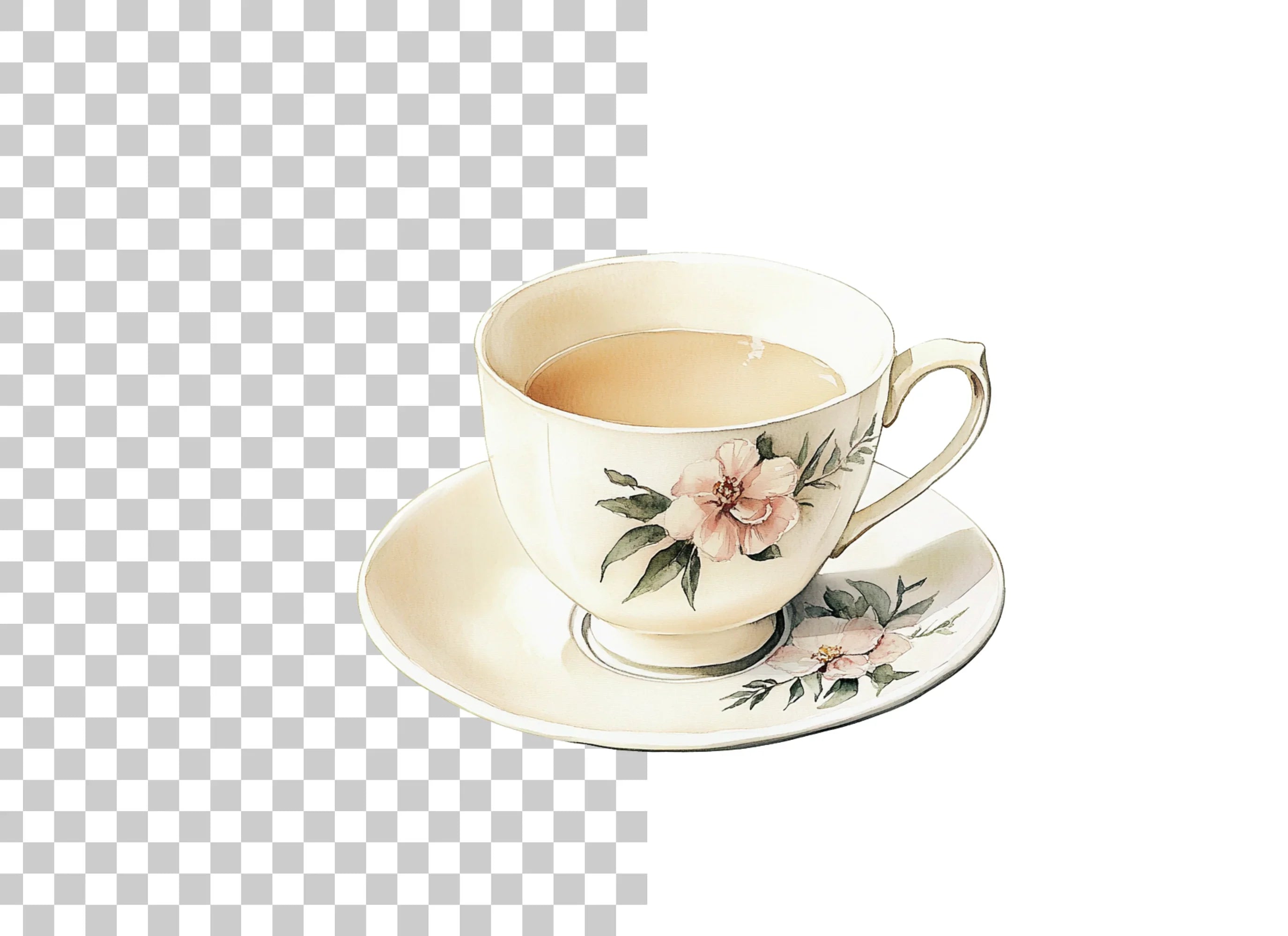Elegant Floral Teacup Clipart Bundle