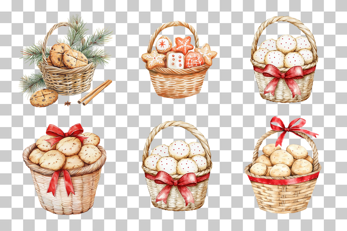 Basket with Cookies Clipart Bundle