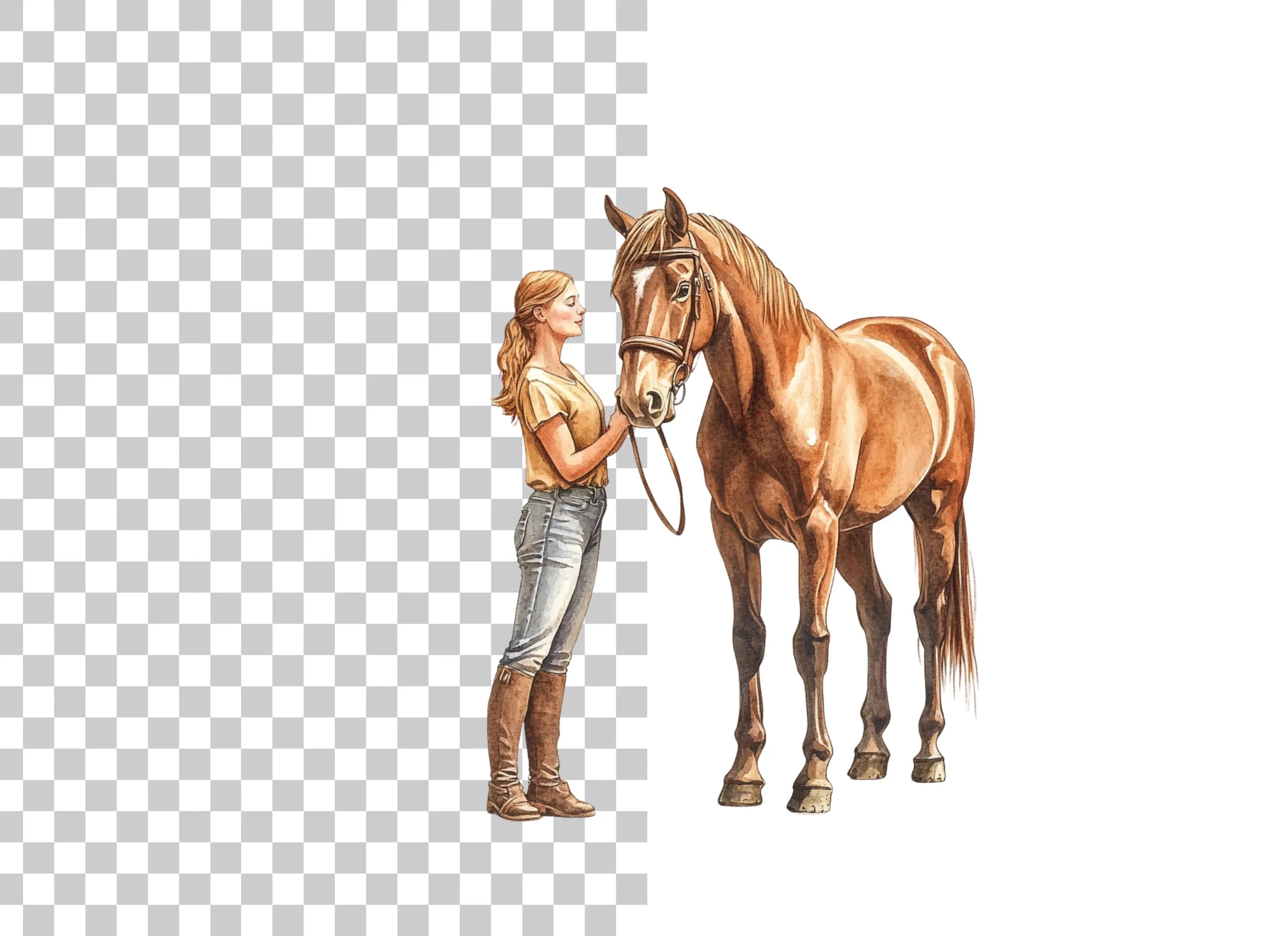 Elegant Woman and Horse Clipart Bundle