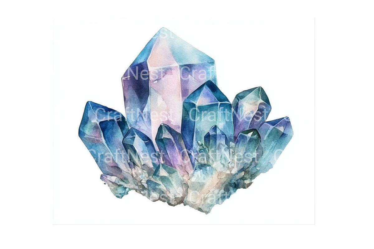 Blue Purple Crystal Clipart Bundle