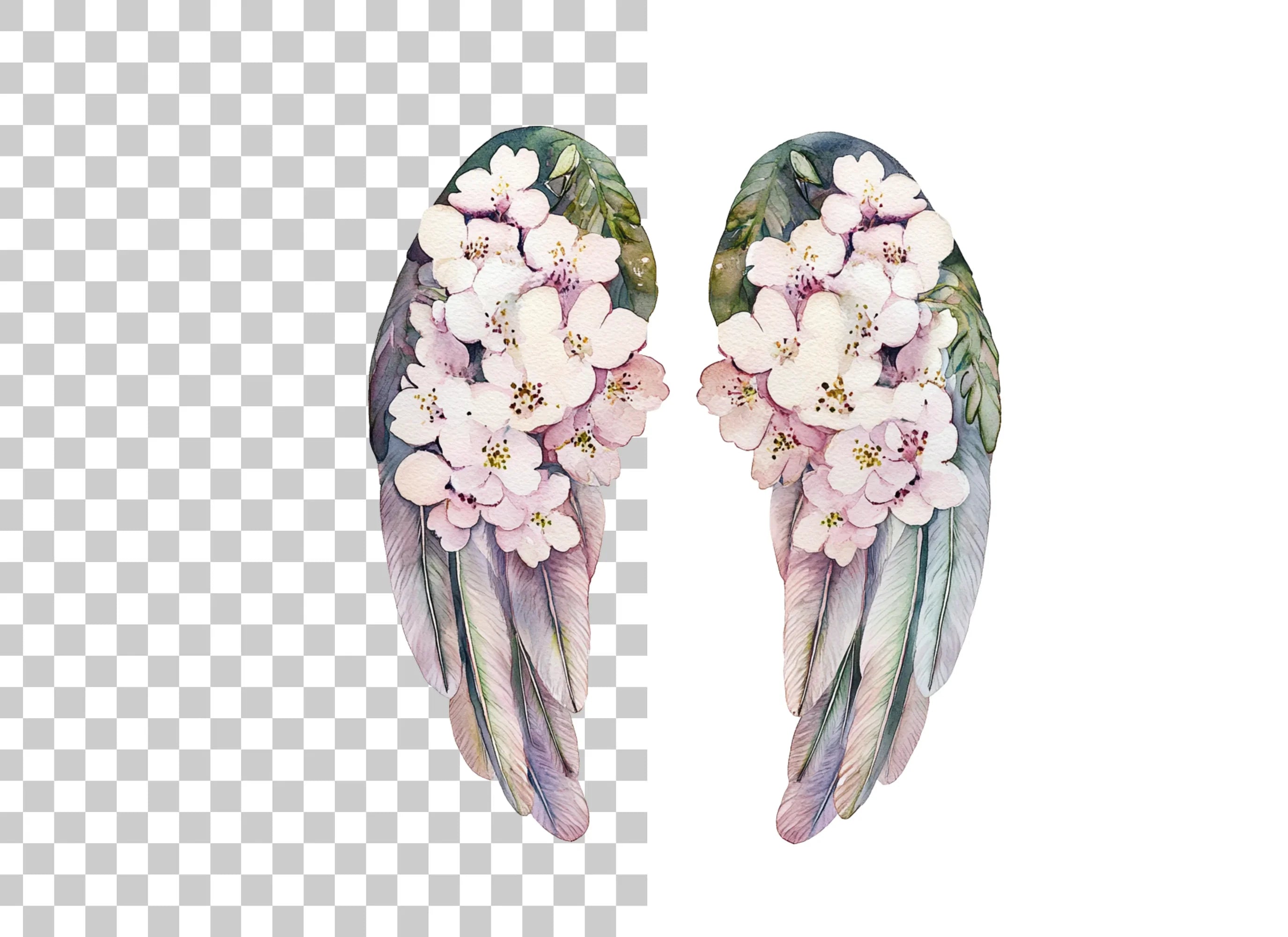 Floral Angel Wings Clipart Bundle
