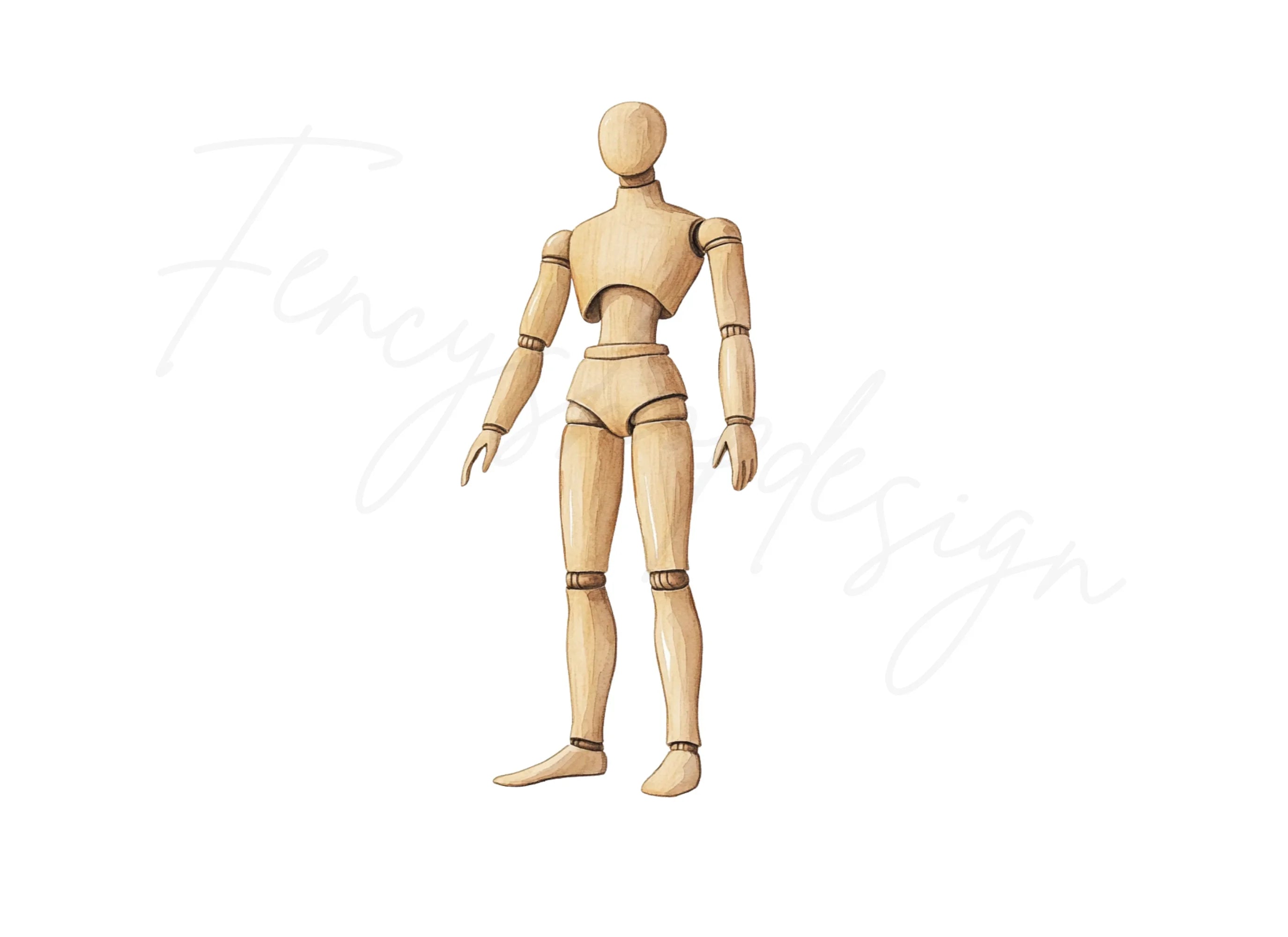 Wooden Mannequin Dolls Clipart Bundle