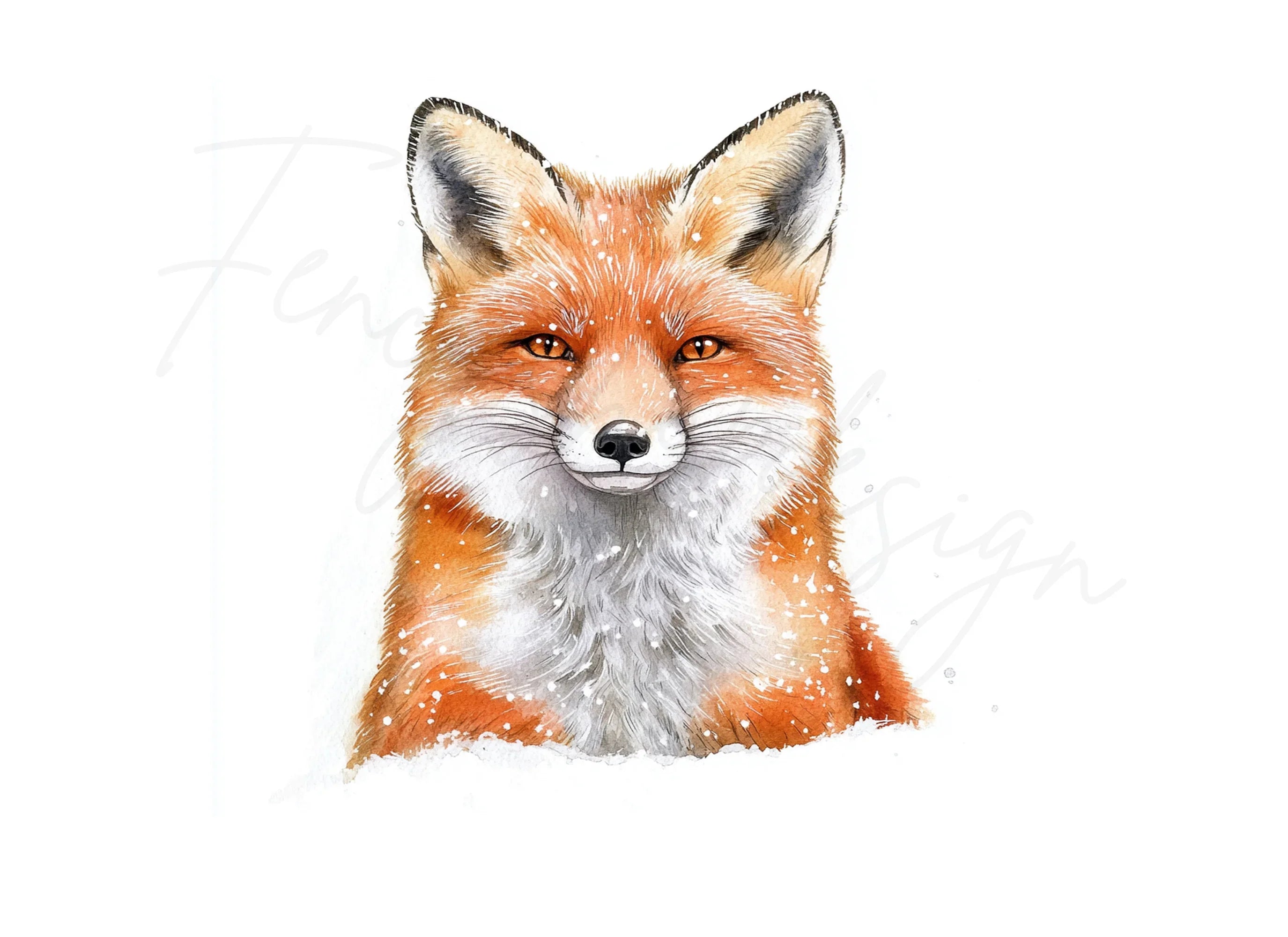 Winter Fox Head Clipart Bundle