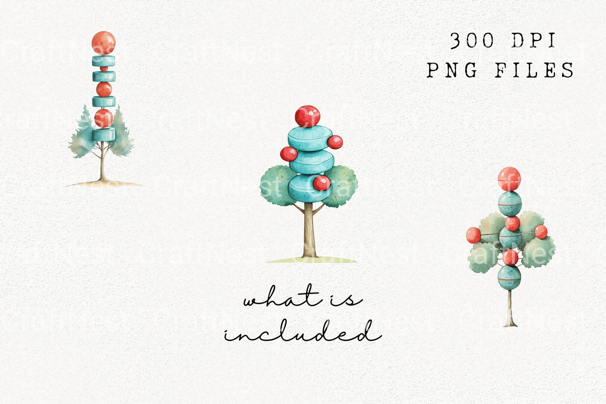 Abstract Tree Clipart Bundle