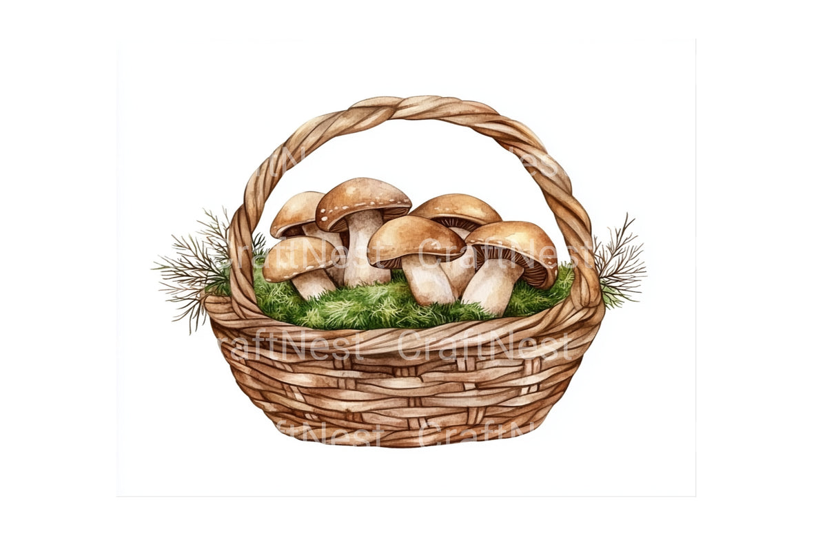 Mushroom Baskets Designs Clipart Bundle