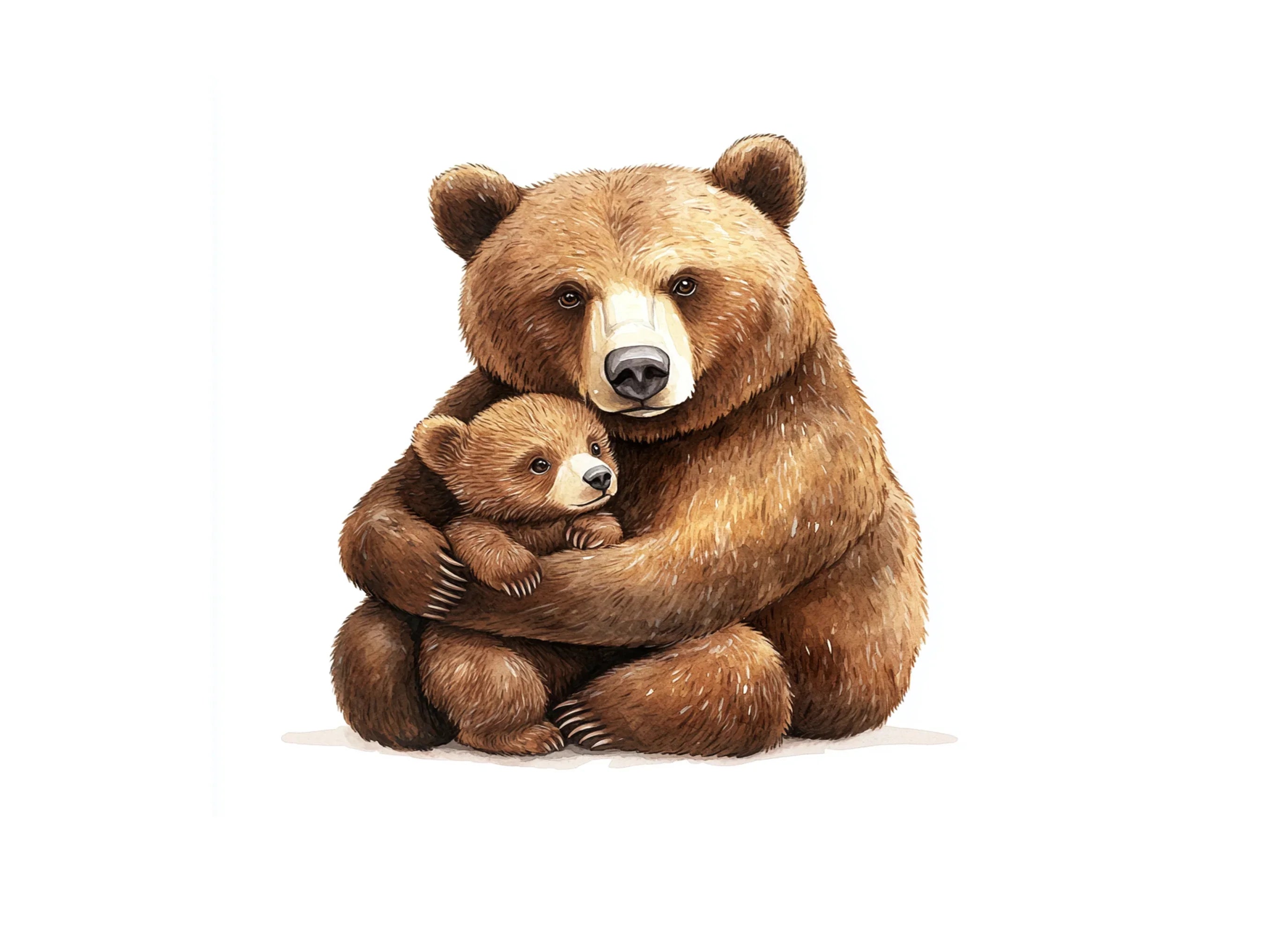 Cute Mama Bear and Cub Clipart Bundle