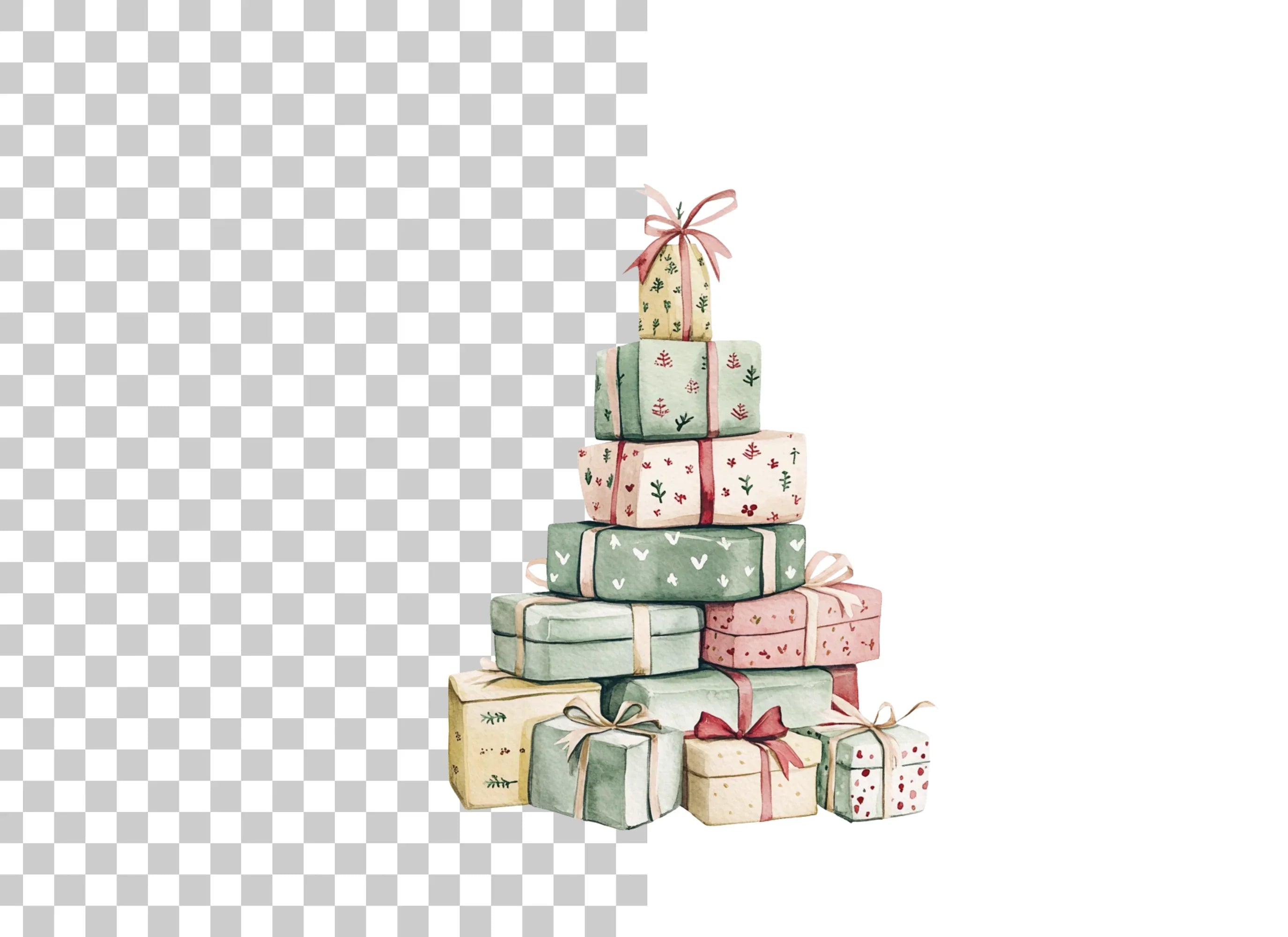 Christmas Gift Box Stacks Clipart Bundle