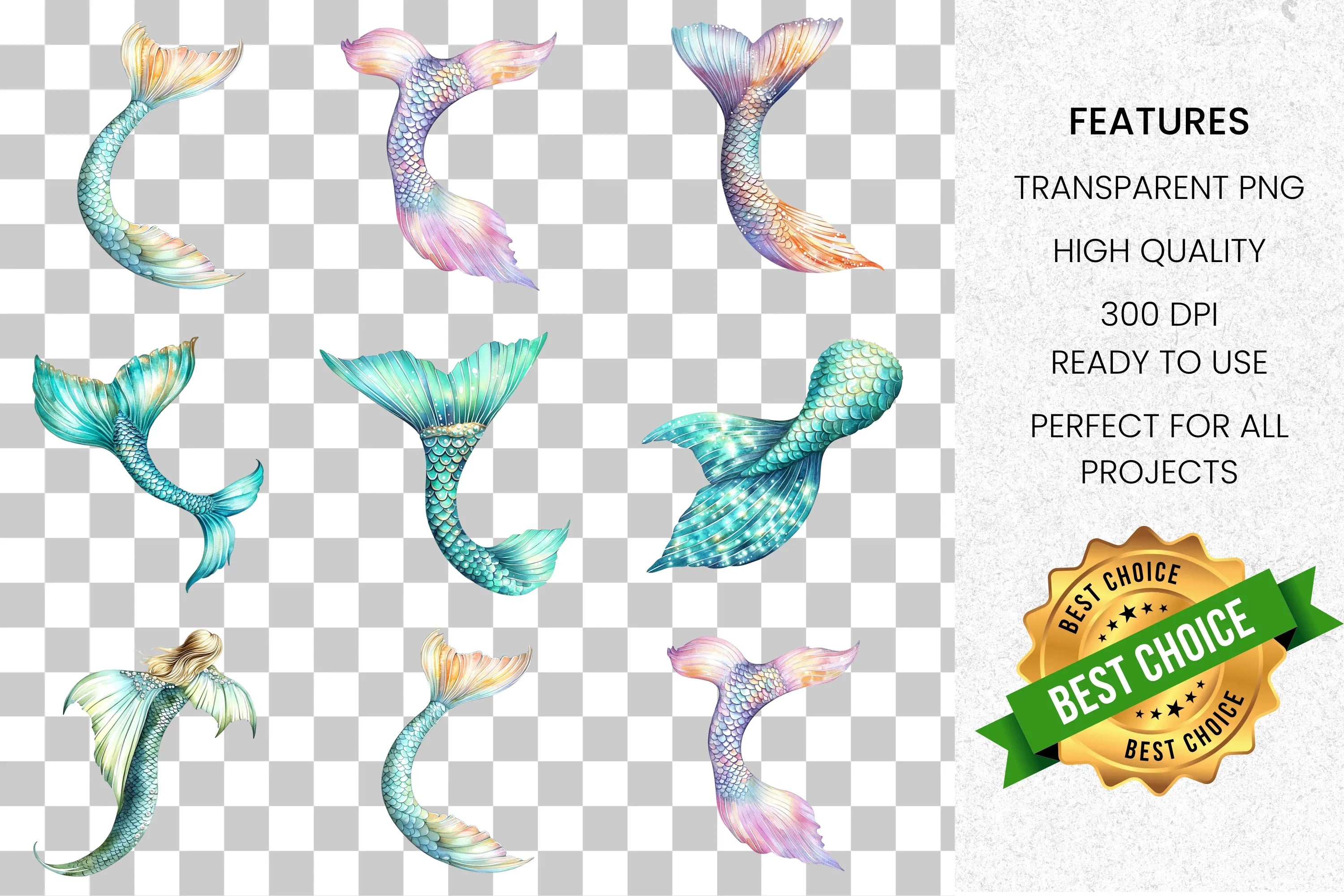 Enchanting Mermaid Tails Clipart Bundle