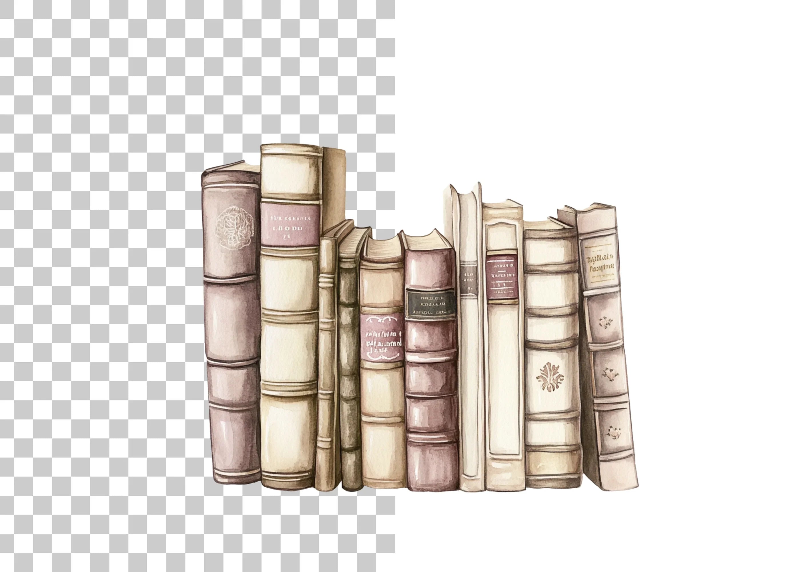 Vintage Bookshelf Clipart Bundle