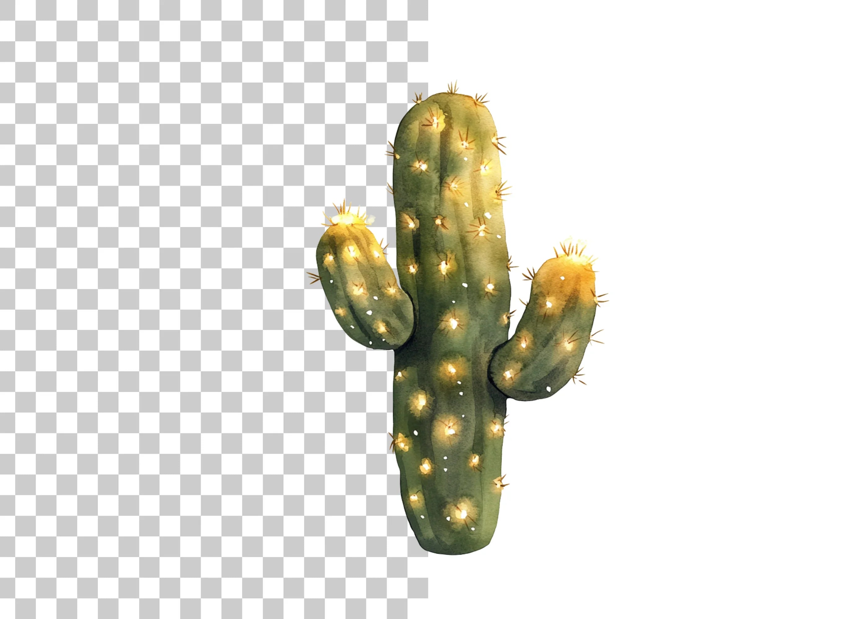 Cactus Glowing Lights Clipart Bundle