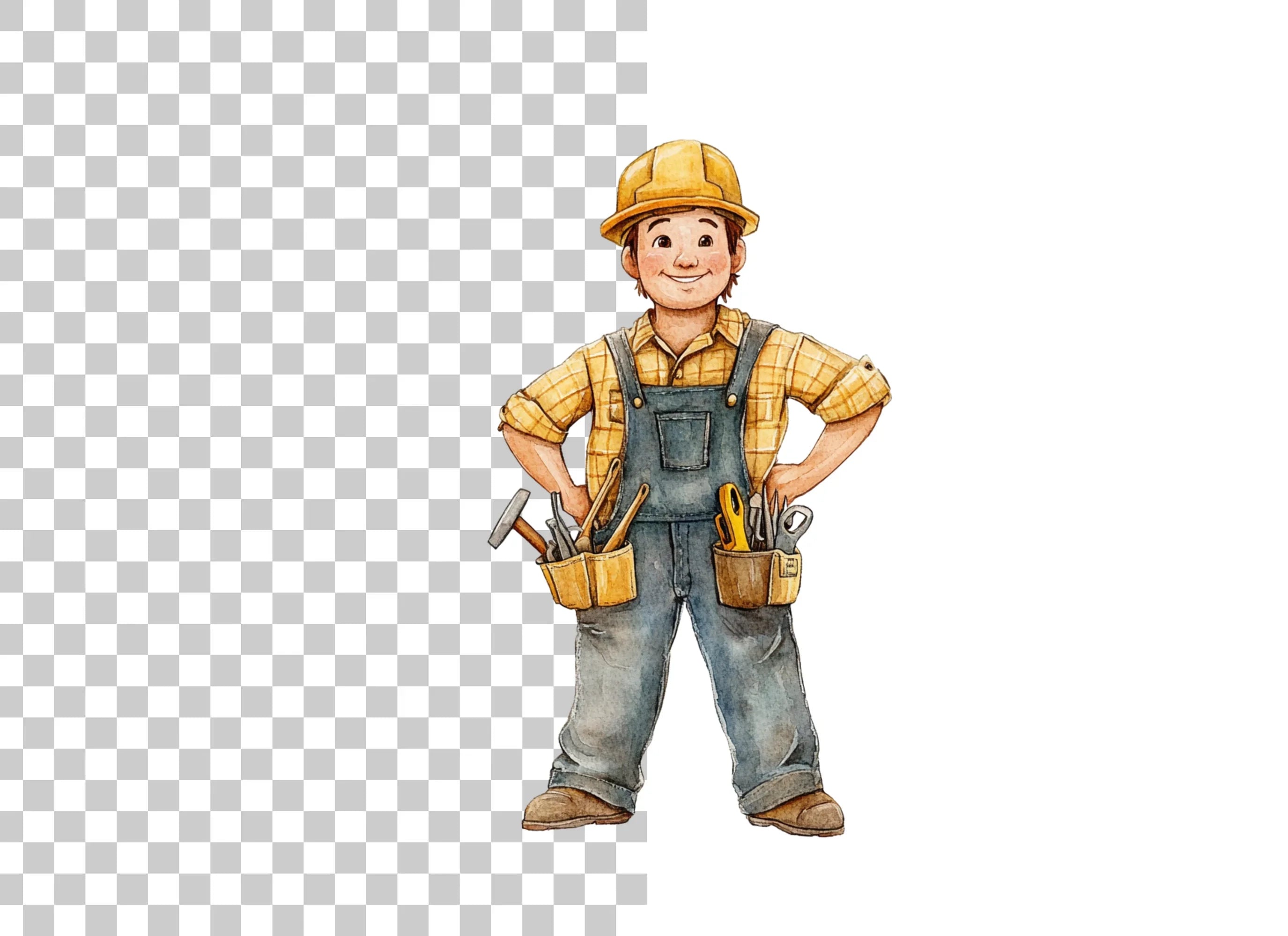 Happy Cartoon Builder Clipart Bundle