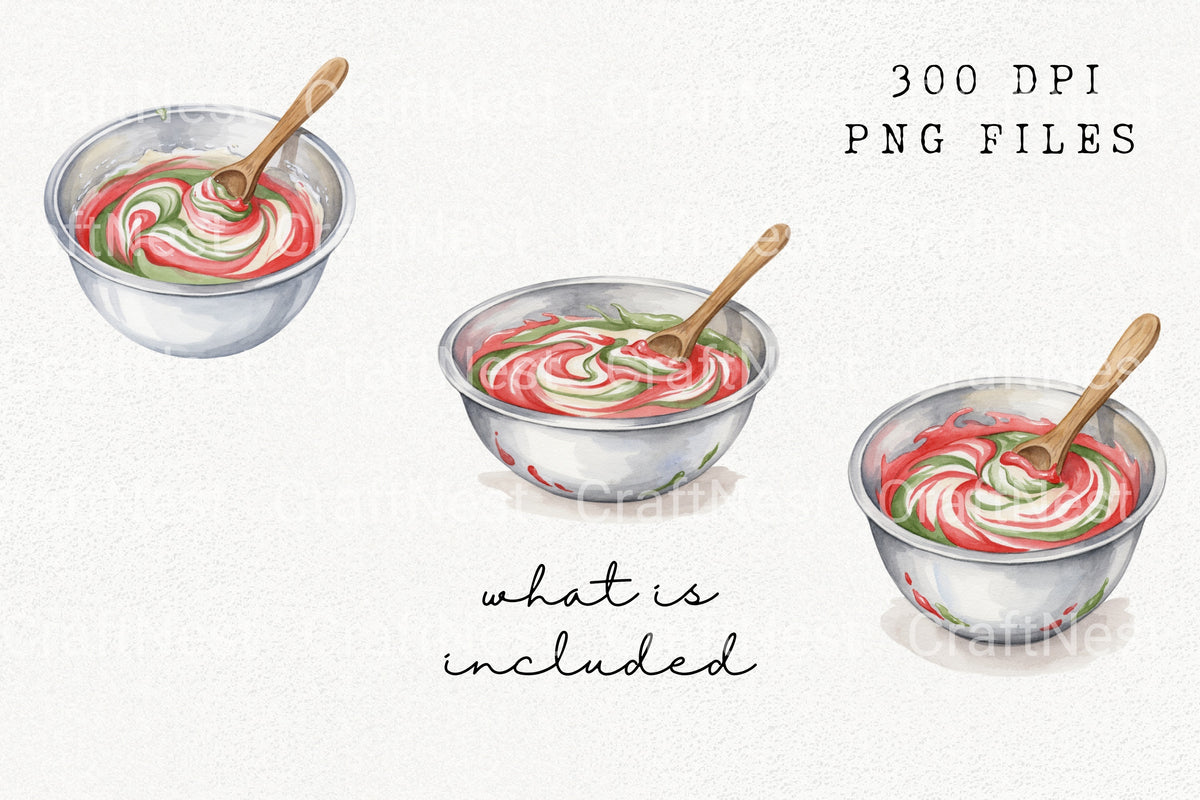 Christmas Swirl Frosting Bowls Clipart Bundle