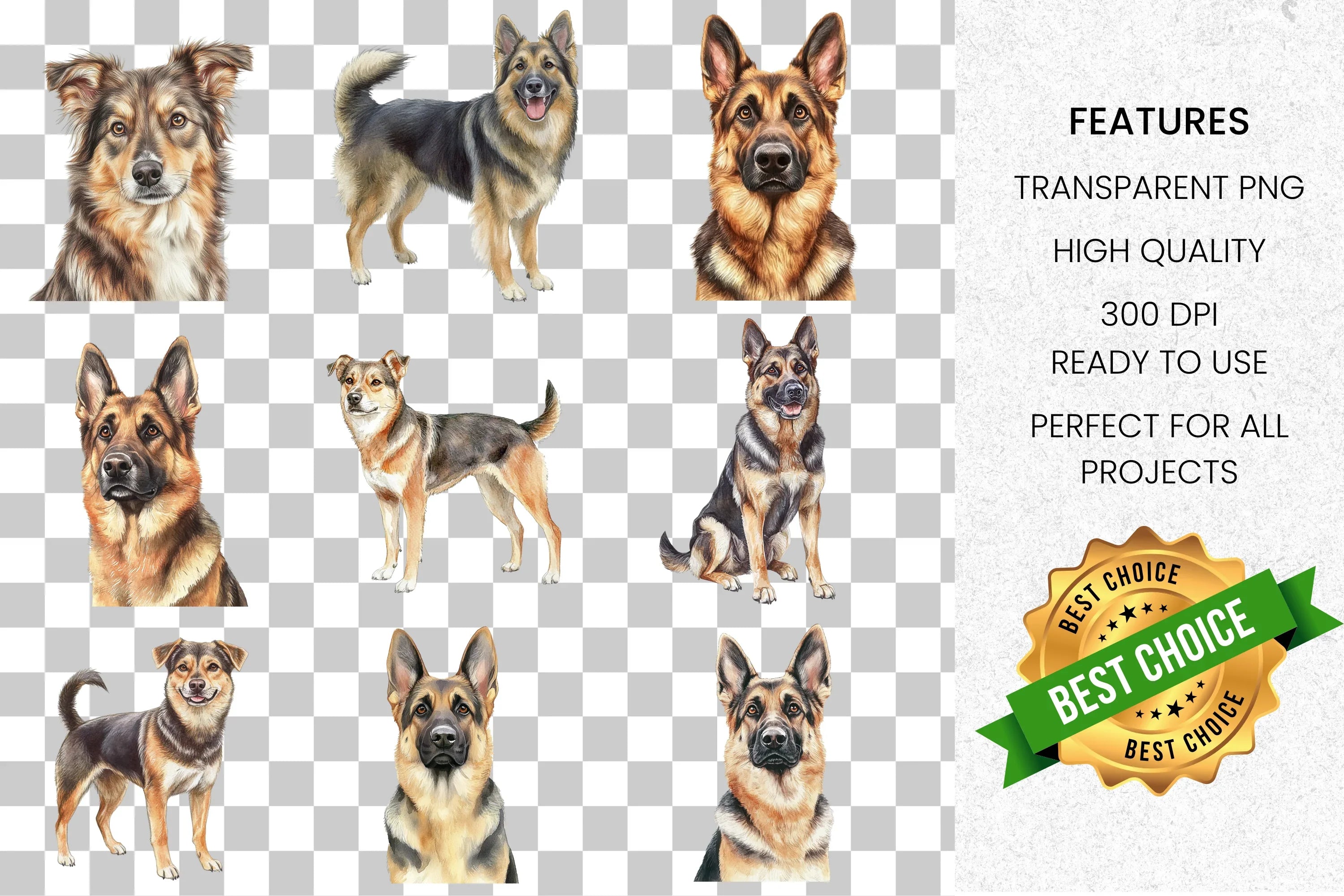 German Shepherd Dog Clipart Bundle
