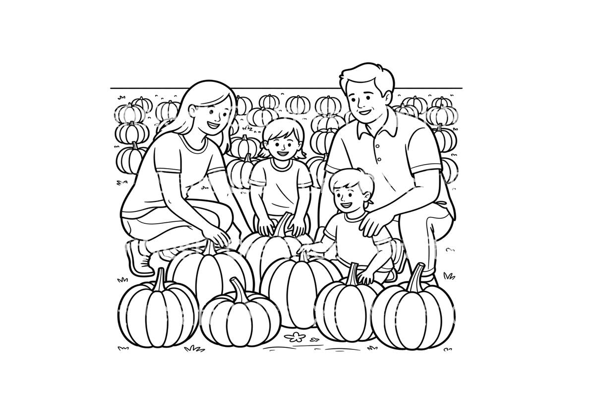 Family Pumpkin Picking Coloring Books