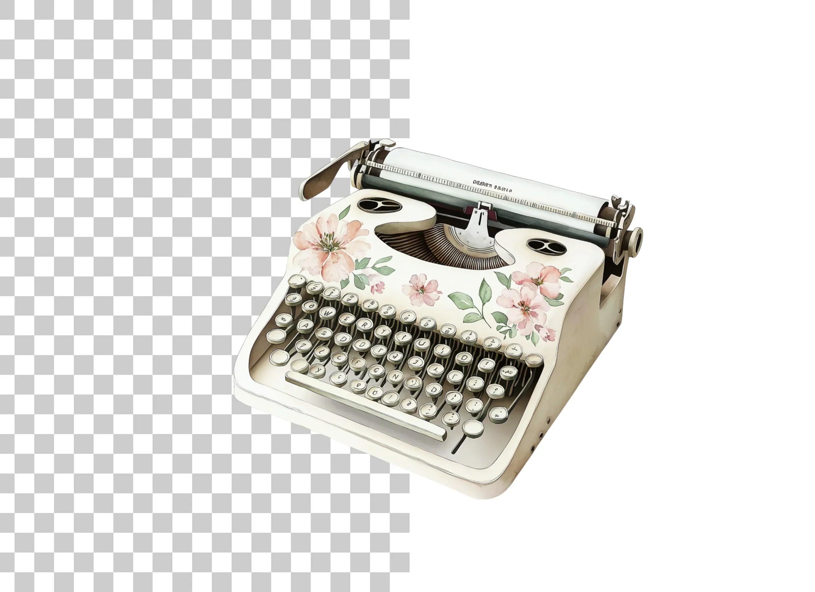 Vintage Floral Typewriter Clipart Bundle