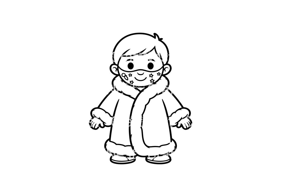 Winter Boy with Mask Coloring Books