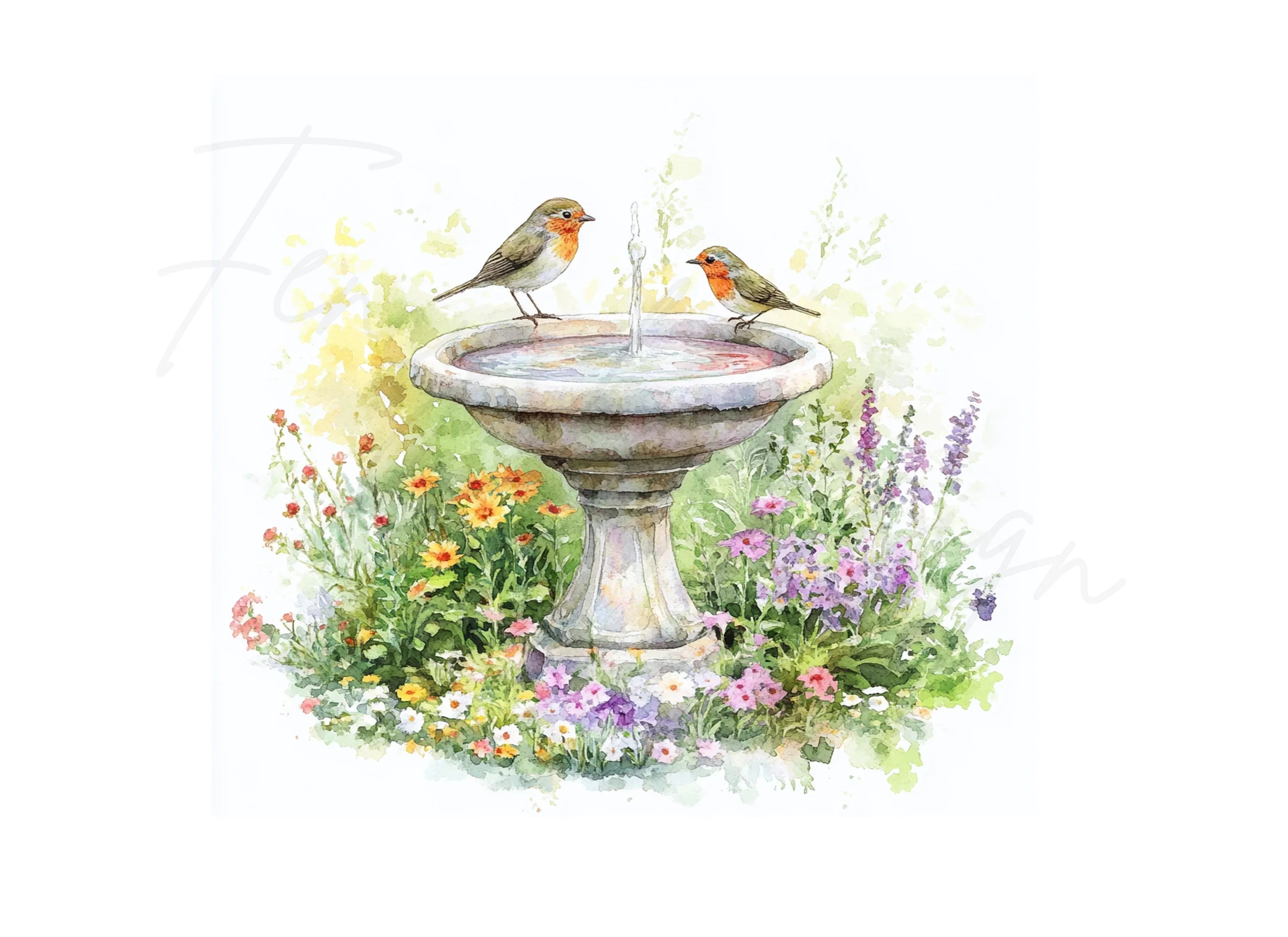 Bird Bath Clipart Bundle