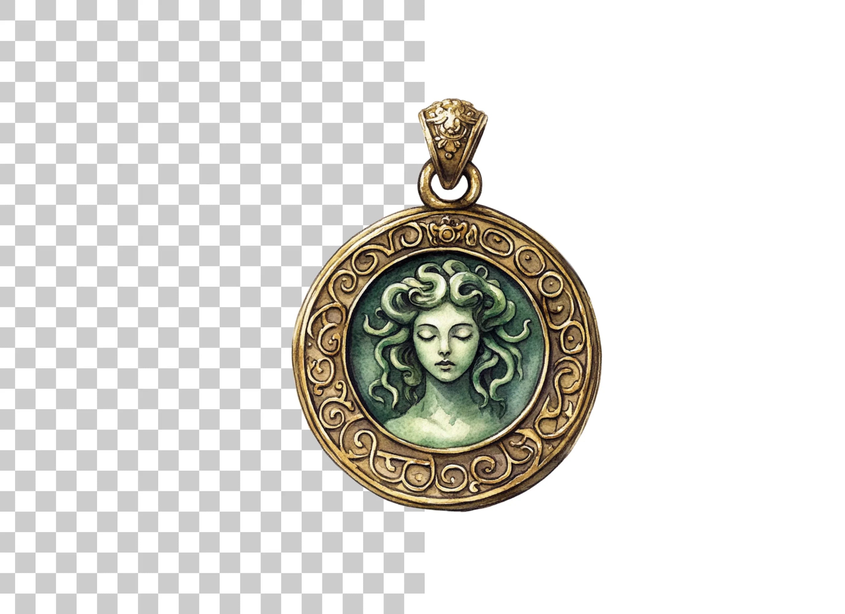 Medusa Goddess Pendant Clipart Bundle