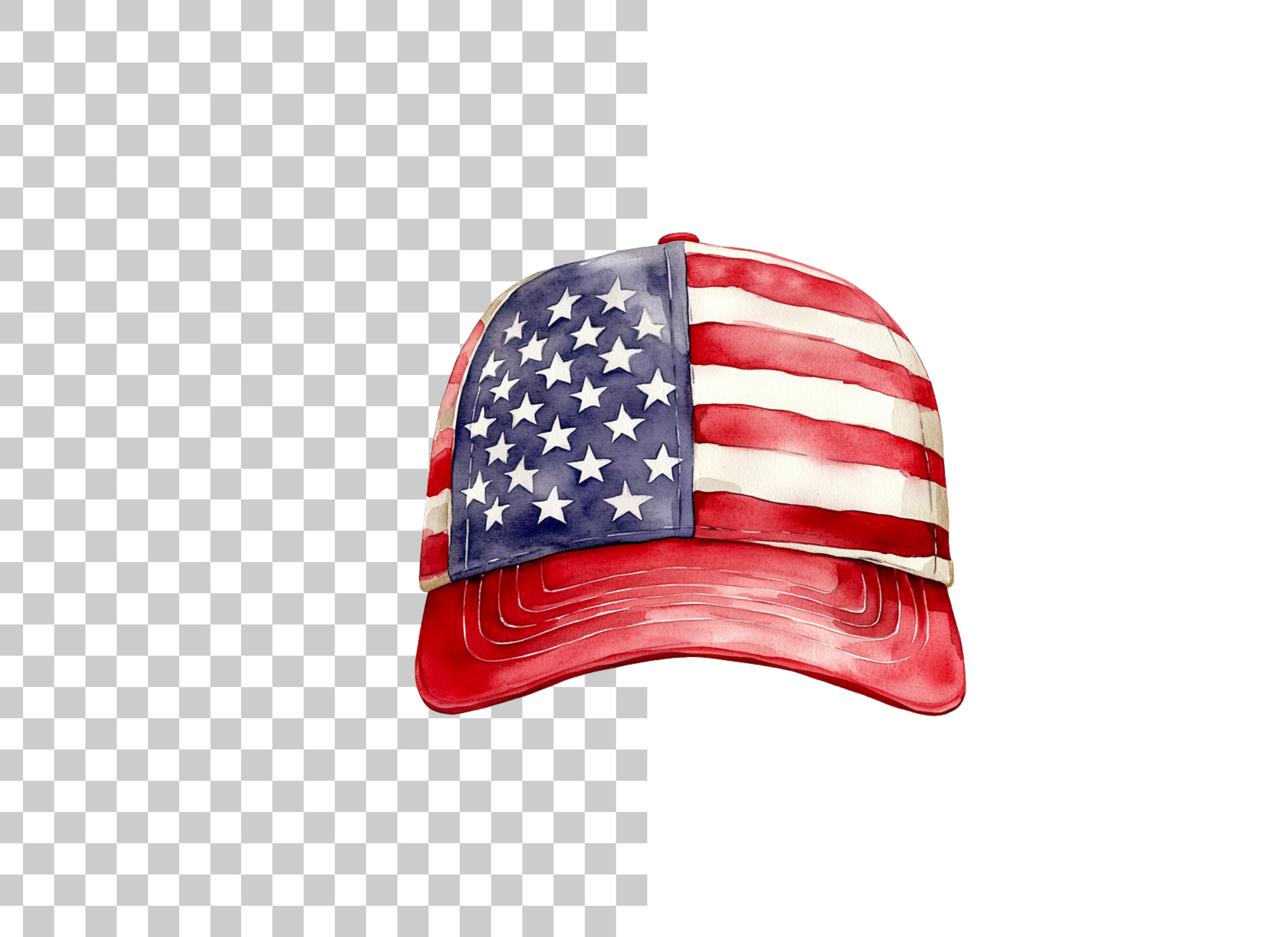 USA Flag Baseball Caps Clipart Bundle