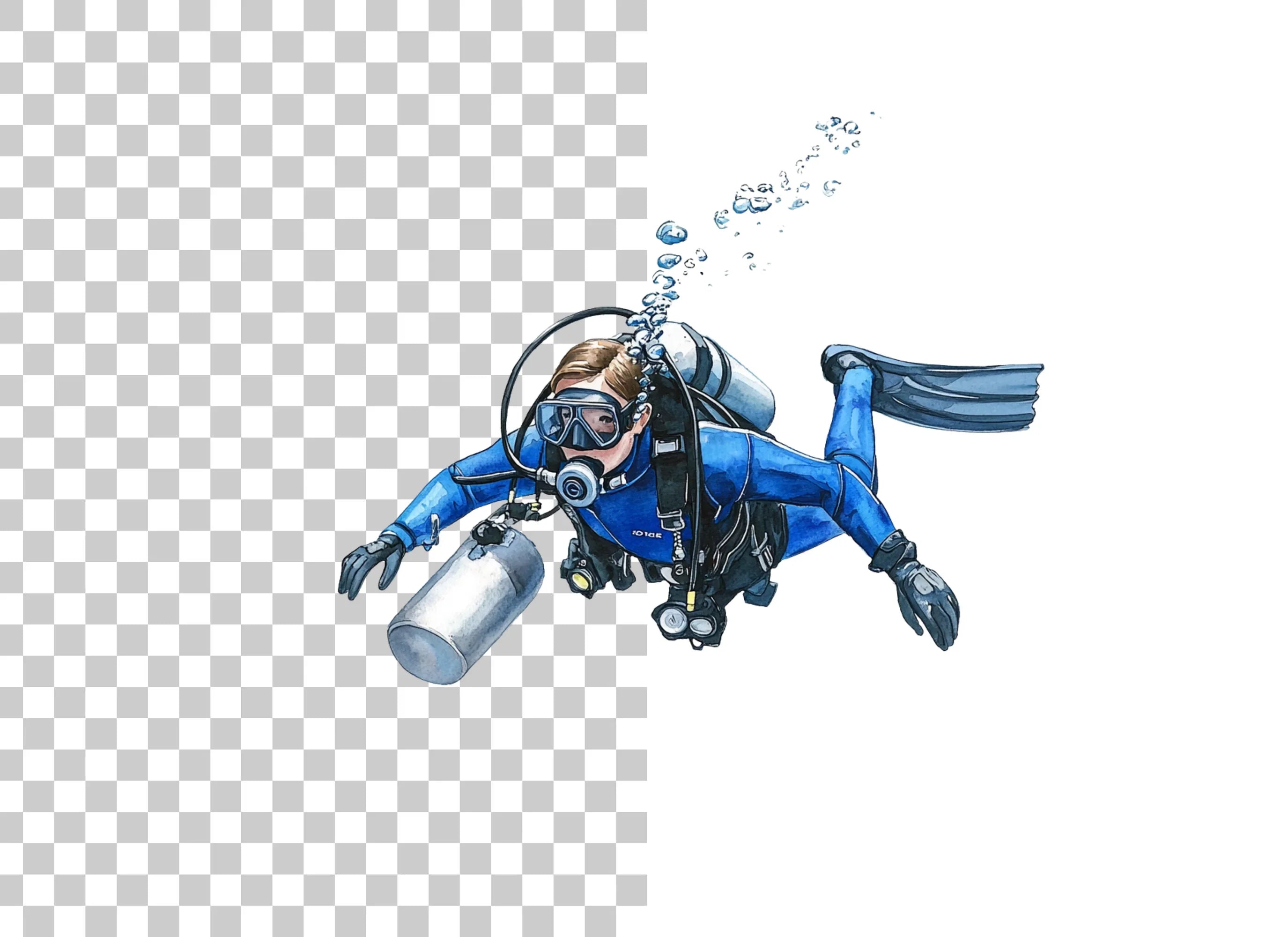 Professional Scuba Diver Clipart Bundle