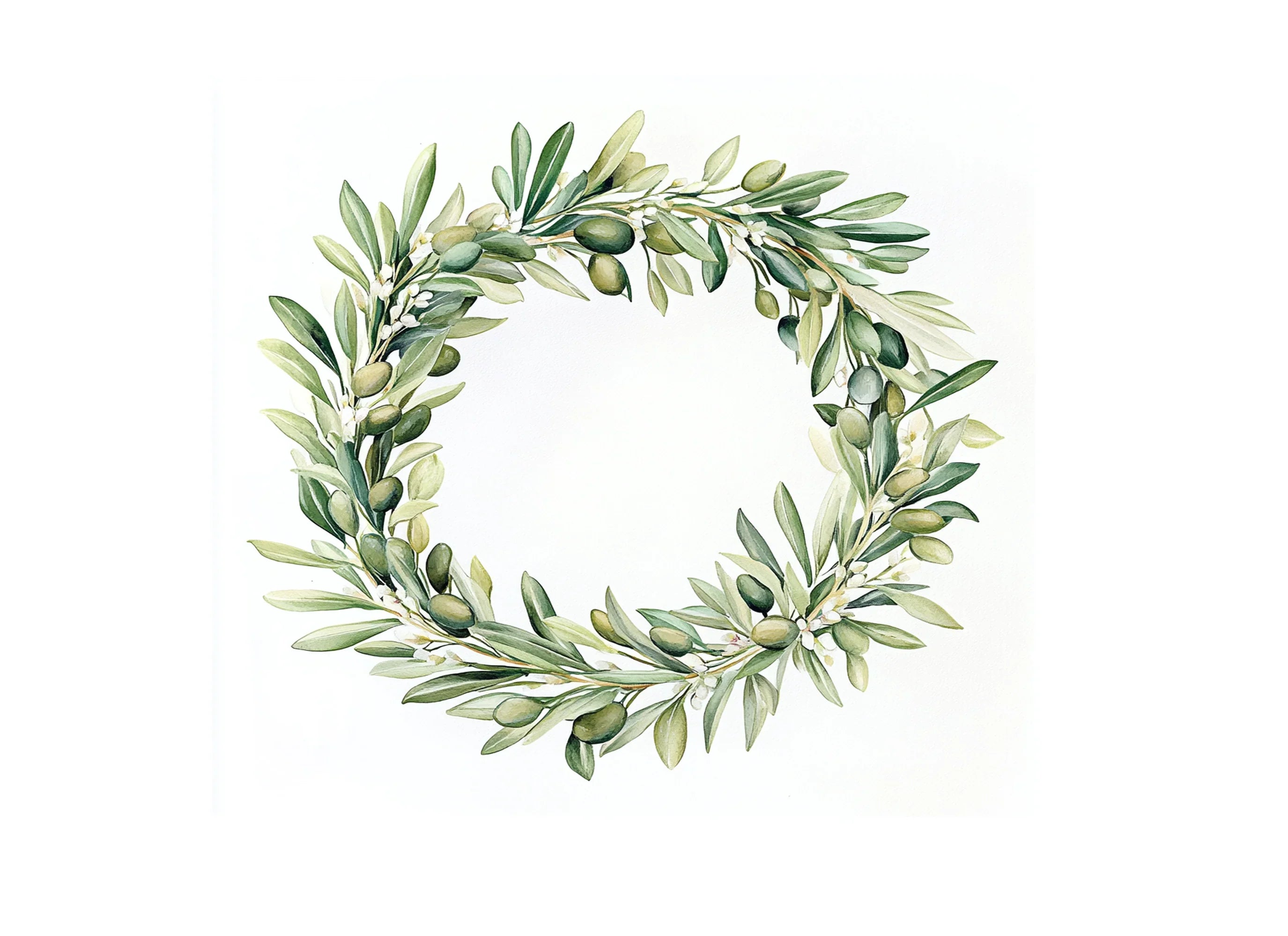 Olive Branch Wreath Clipart Bundle