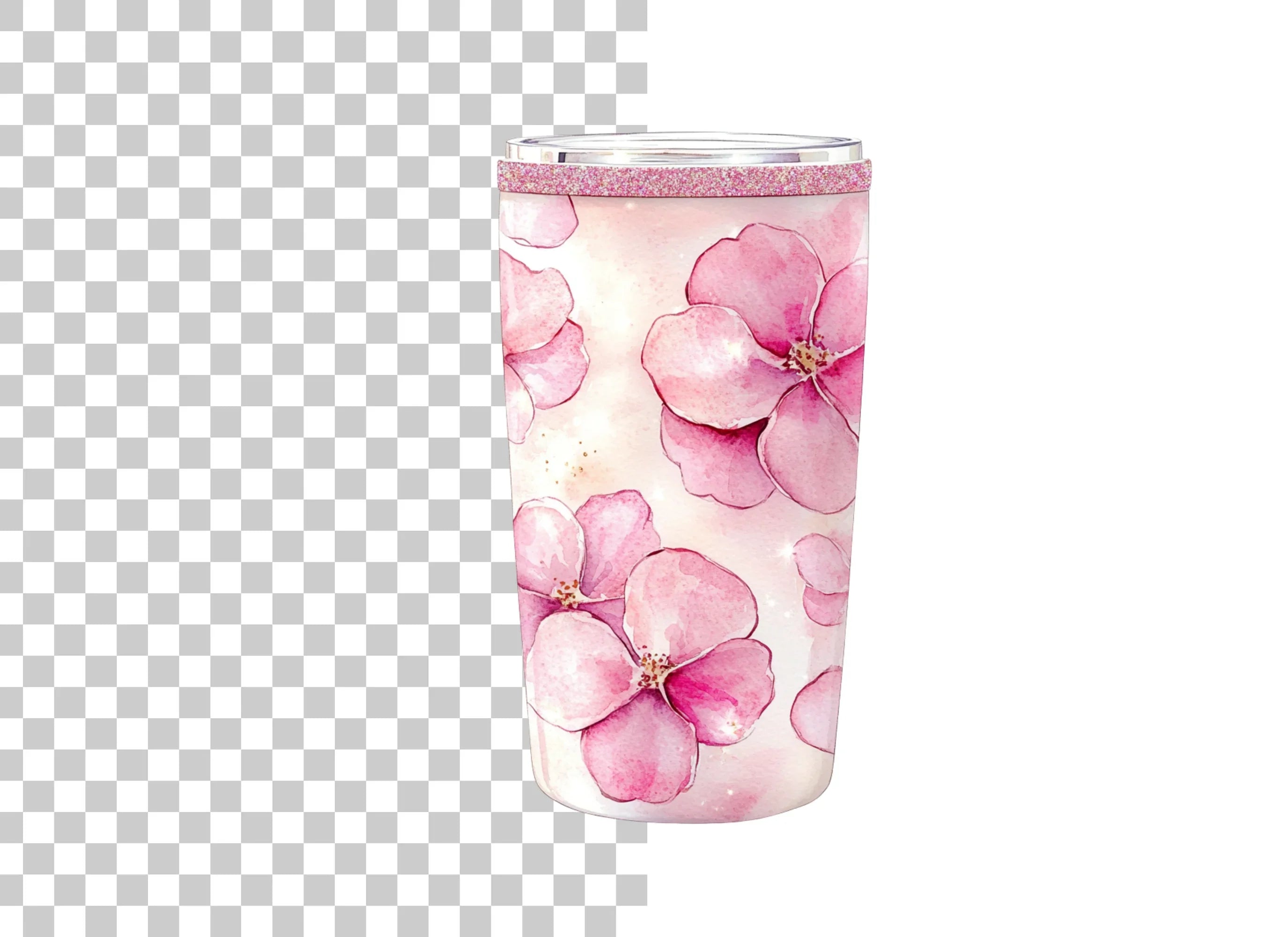 Pink Floral Tumbler Clipart Bundle