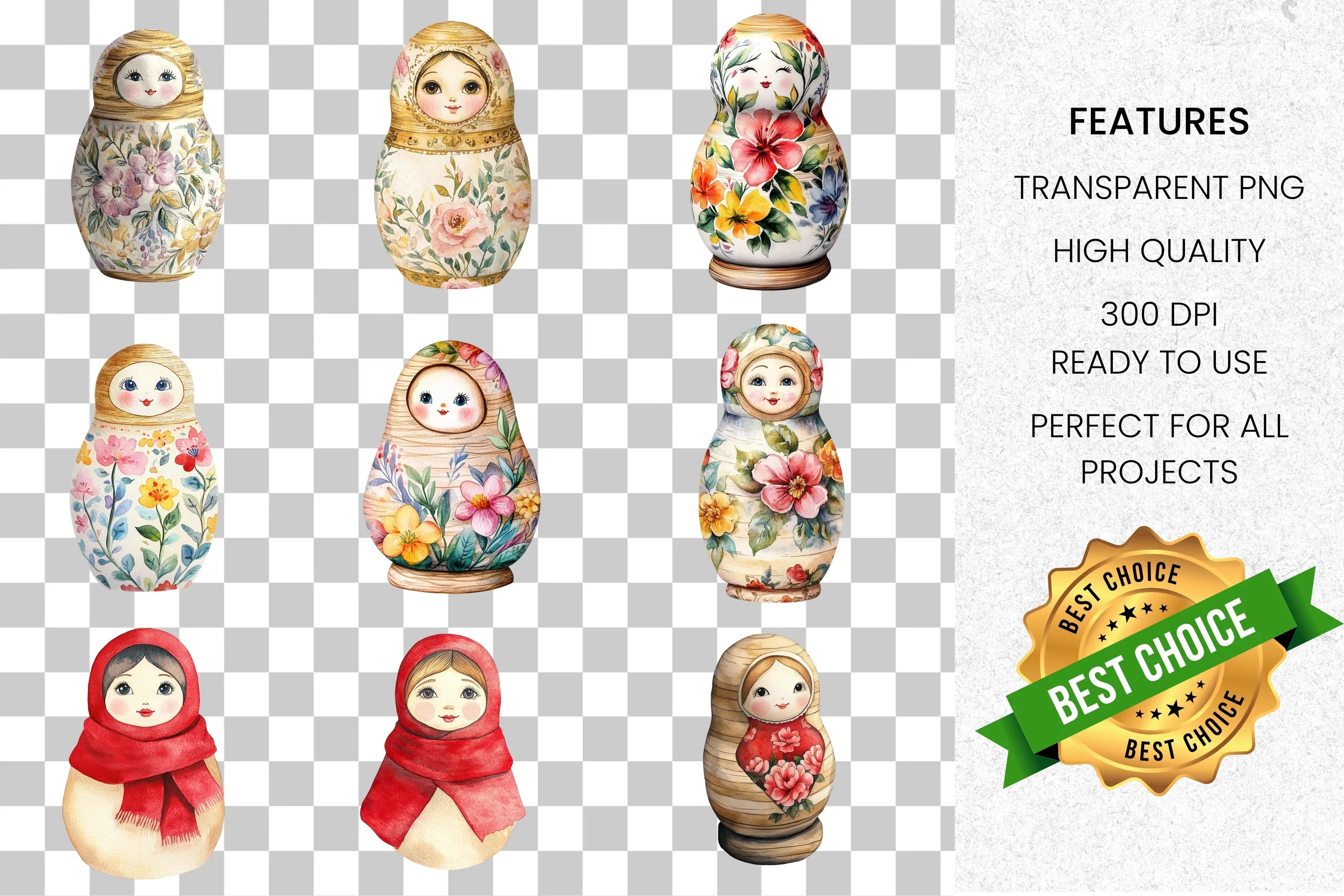 Matryoshka Doll Clipart Bundle