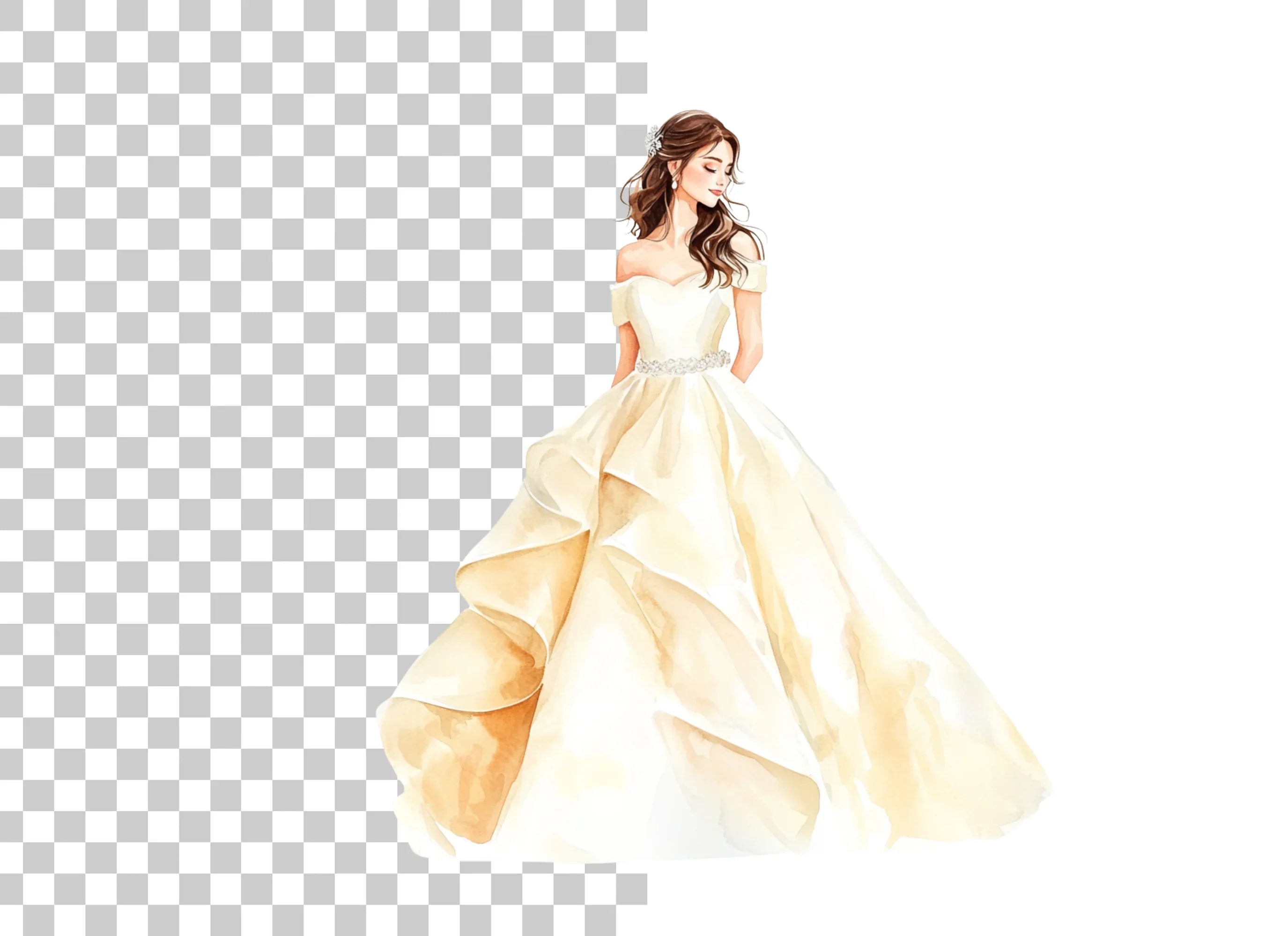Elegant Wedding Dress Clipart Bundle
